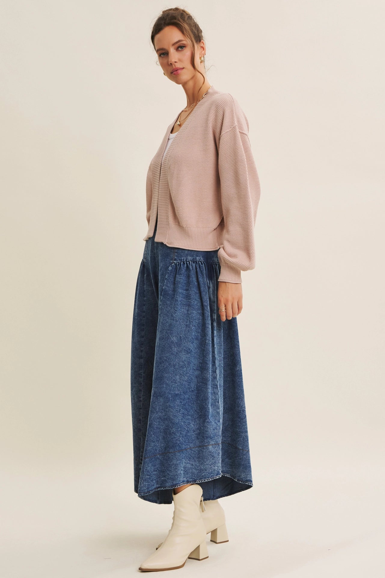 Rachel Waffle Open Cardigan