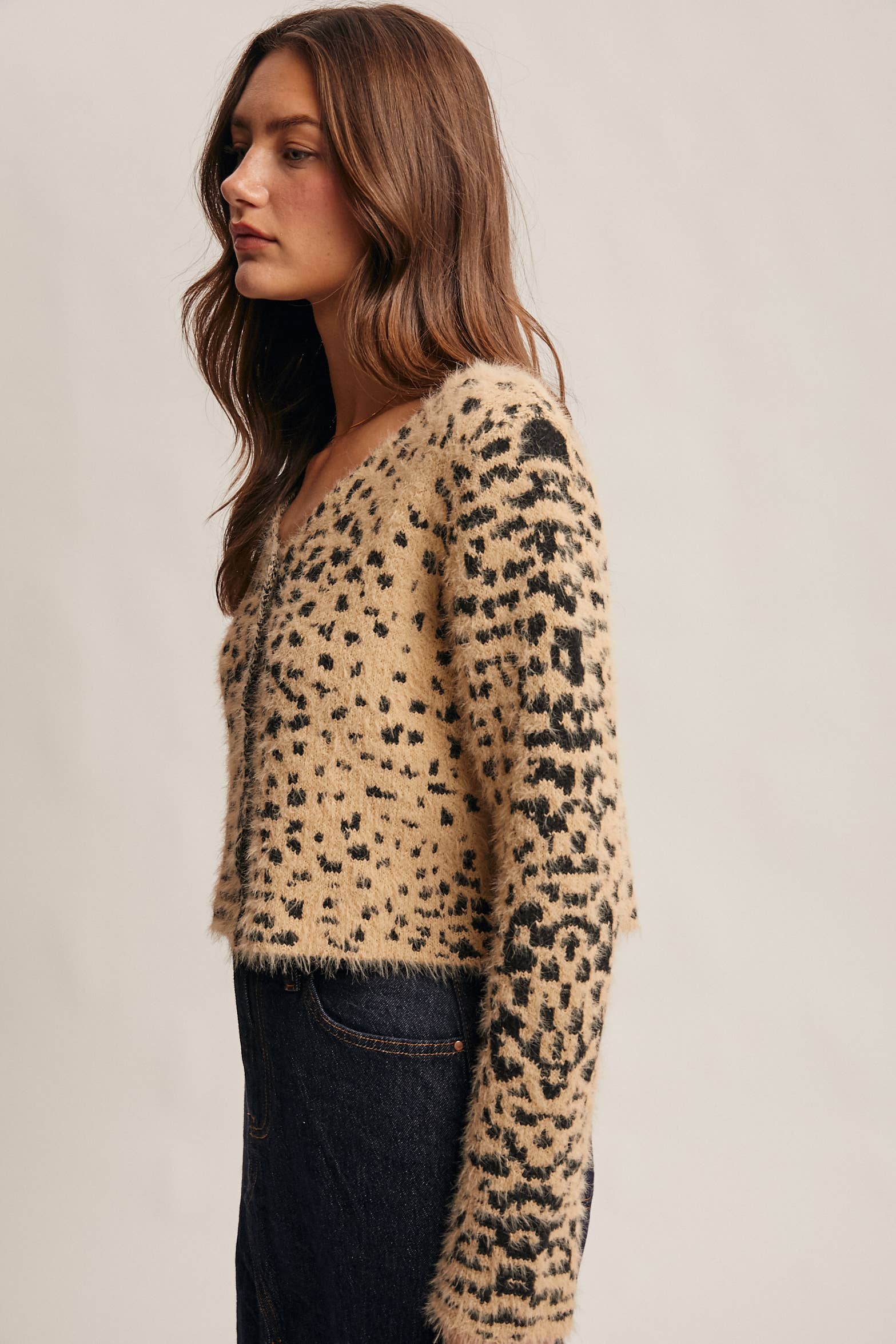 Hanna Fuzzy Leopard Cardigan