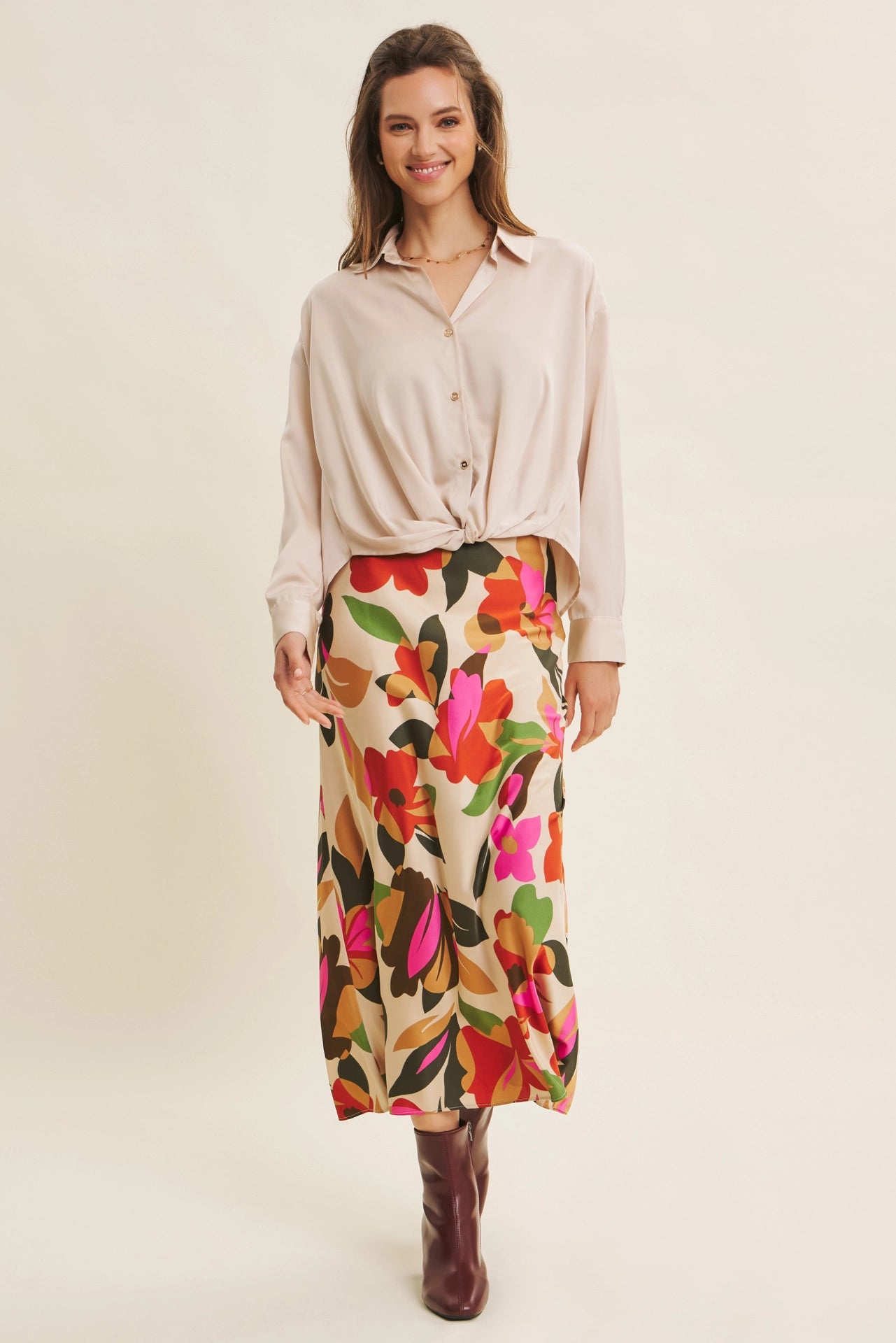 Bianca Knotted Satin Shirt