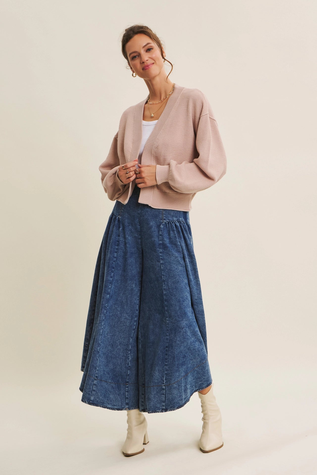 Rachel Waffle Open Cardigan