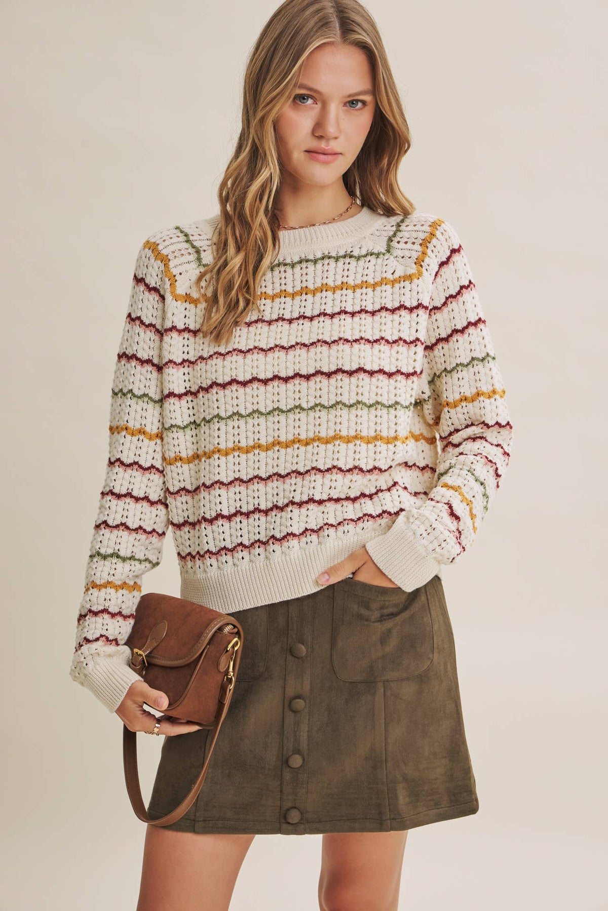 Clover Scallop Stripe Sweater