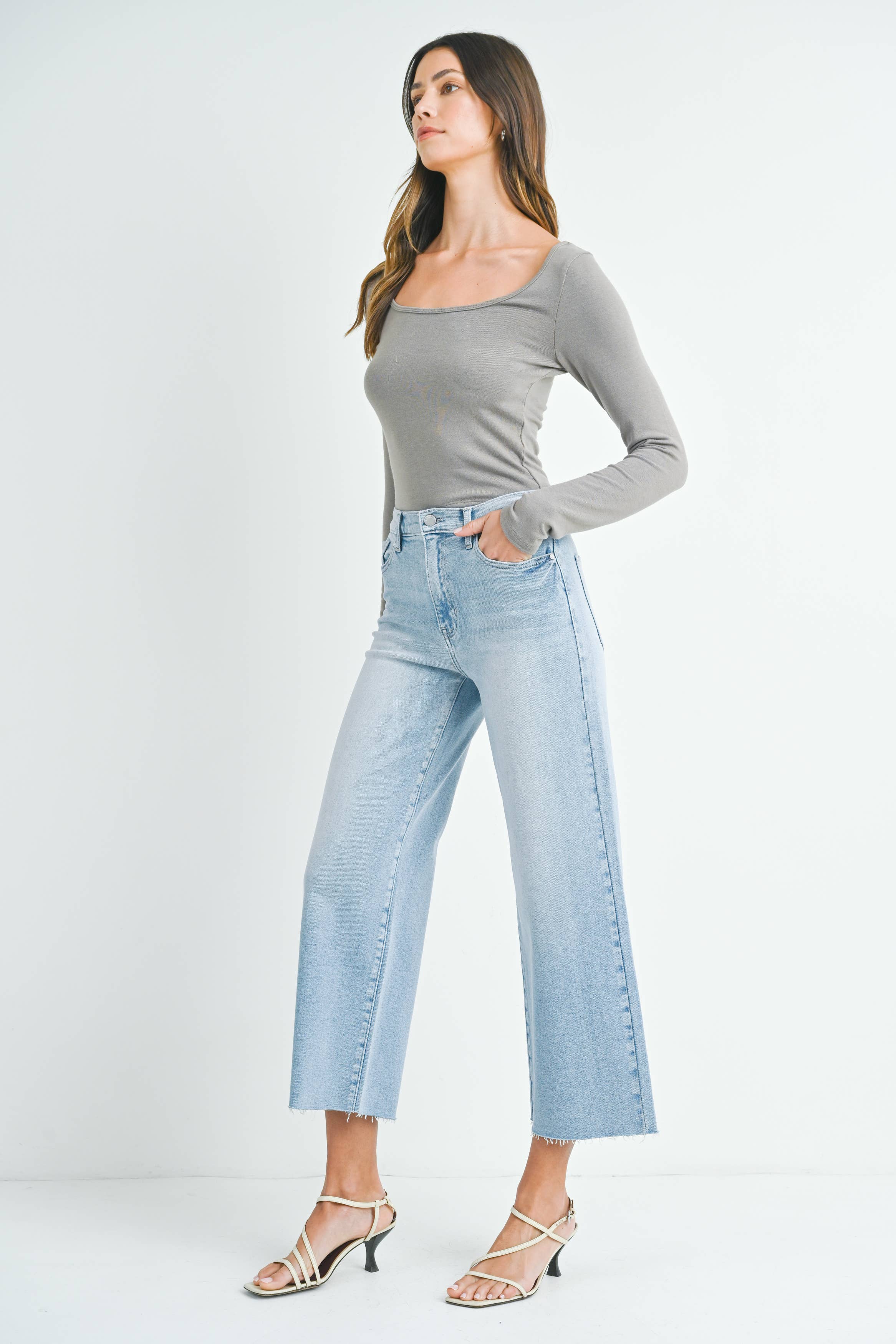 Wren High Rise Scissor Cut Wide Leg in Light Denim