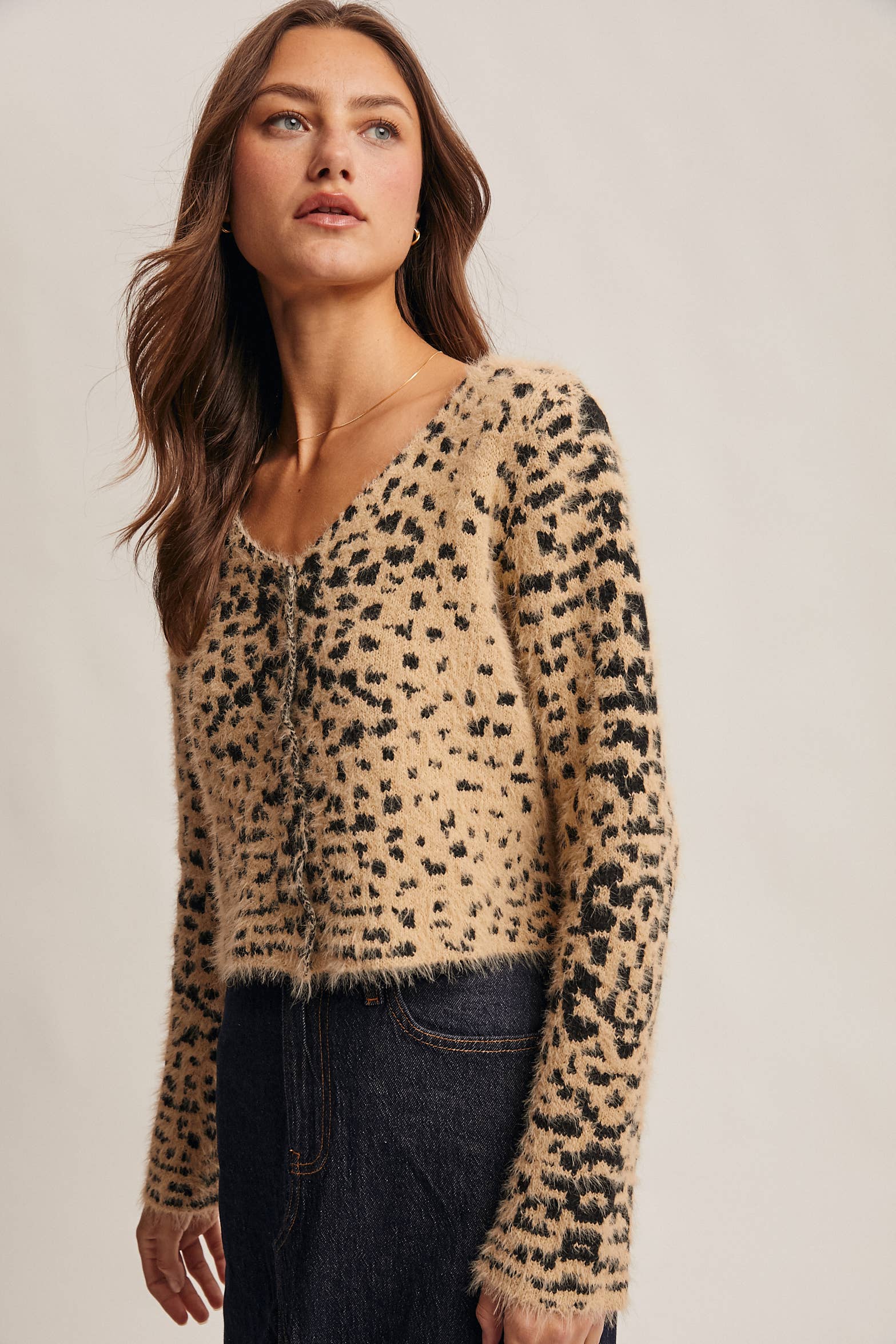 Hanna Fuzzy Leopard Cardigan
