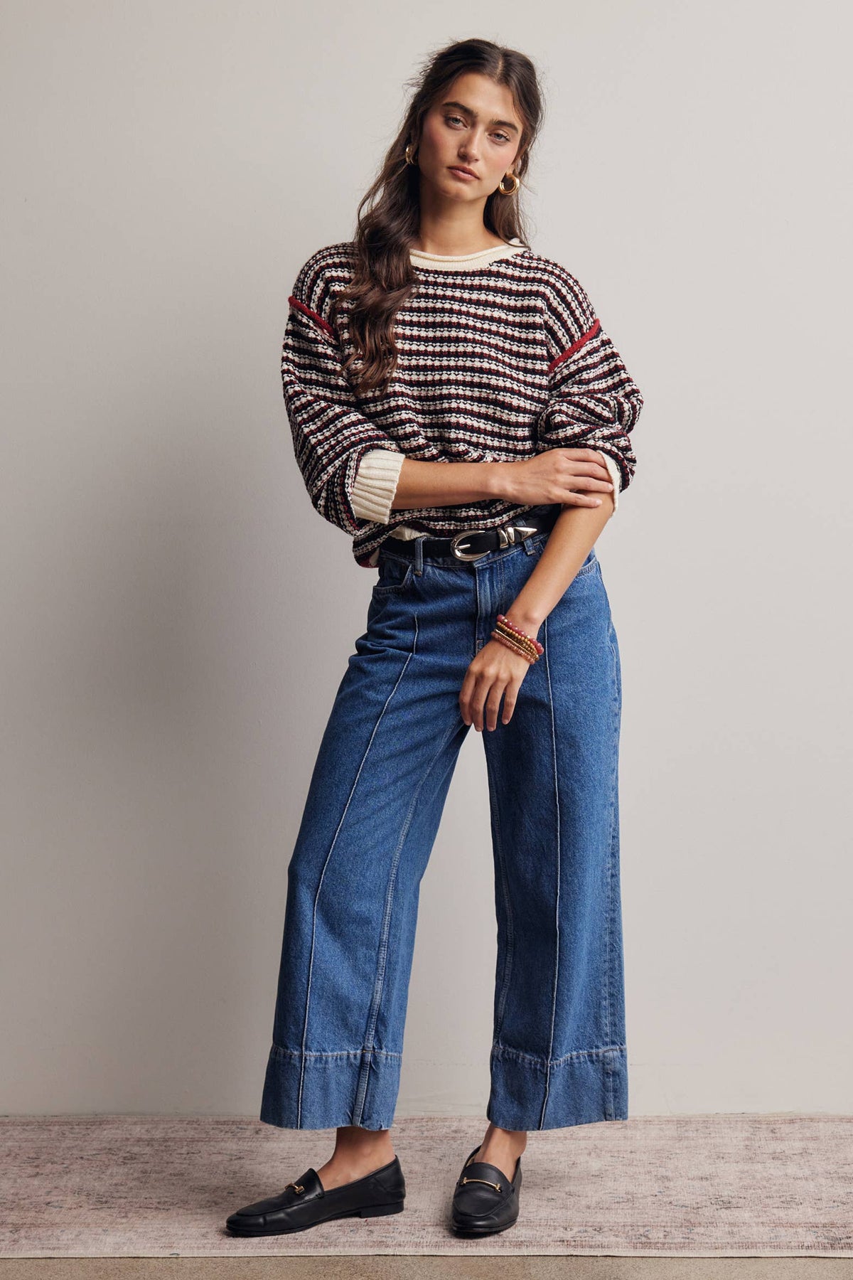 Amelia Striped Textured Sweater
