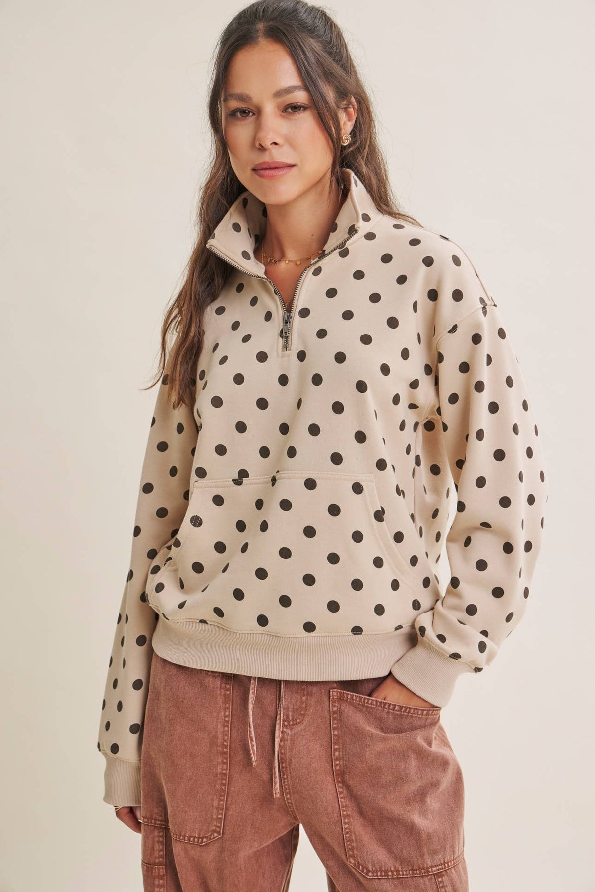 Lennox Polka Dot Half Zip Pullover