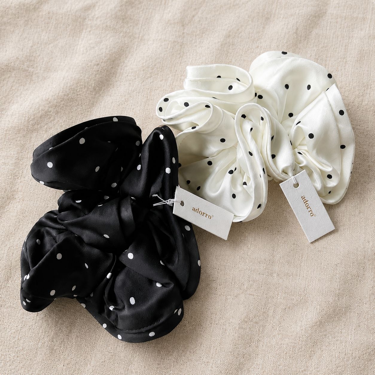 Polka Dot Satin Mega Scrunchies