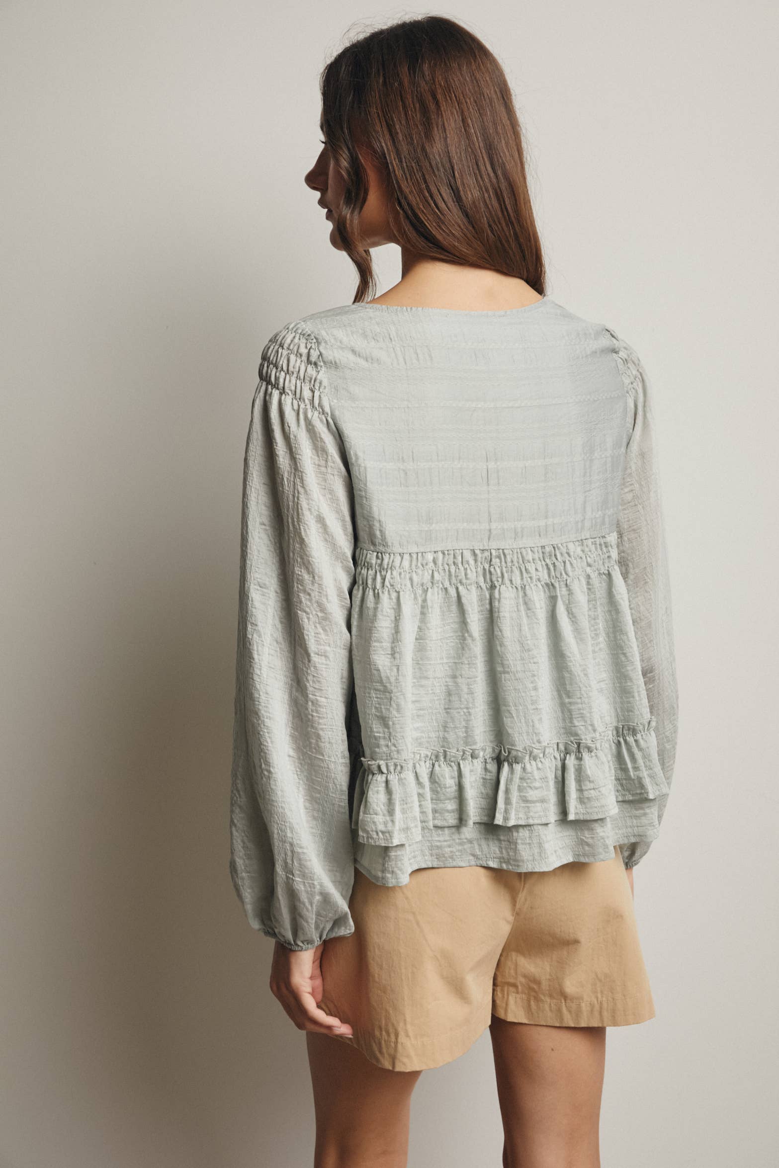 Rosalie Ruffle Hem Peasant Blouse