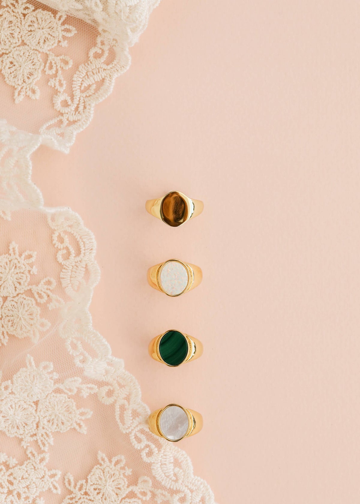Gold Mother of Pearl Signet Ring
