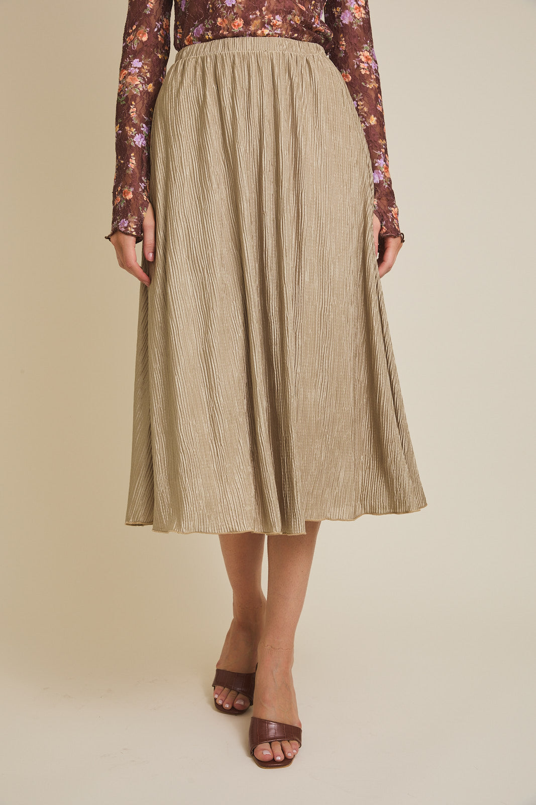 Audrey Pleated Midi Skirt