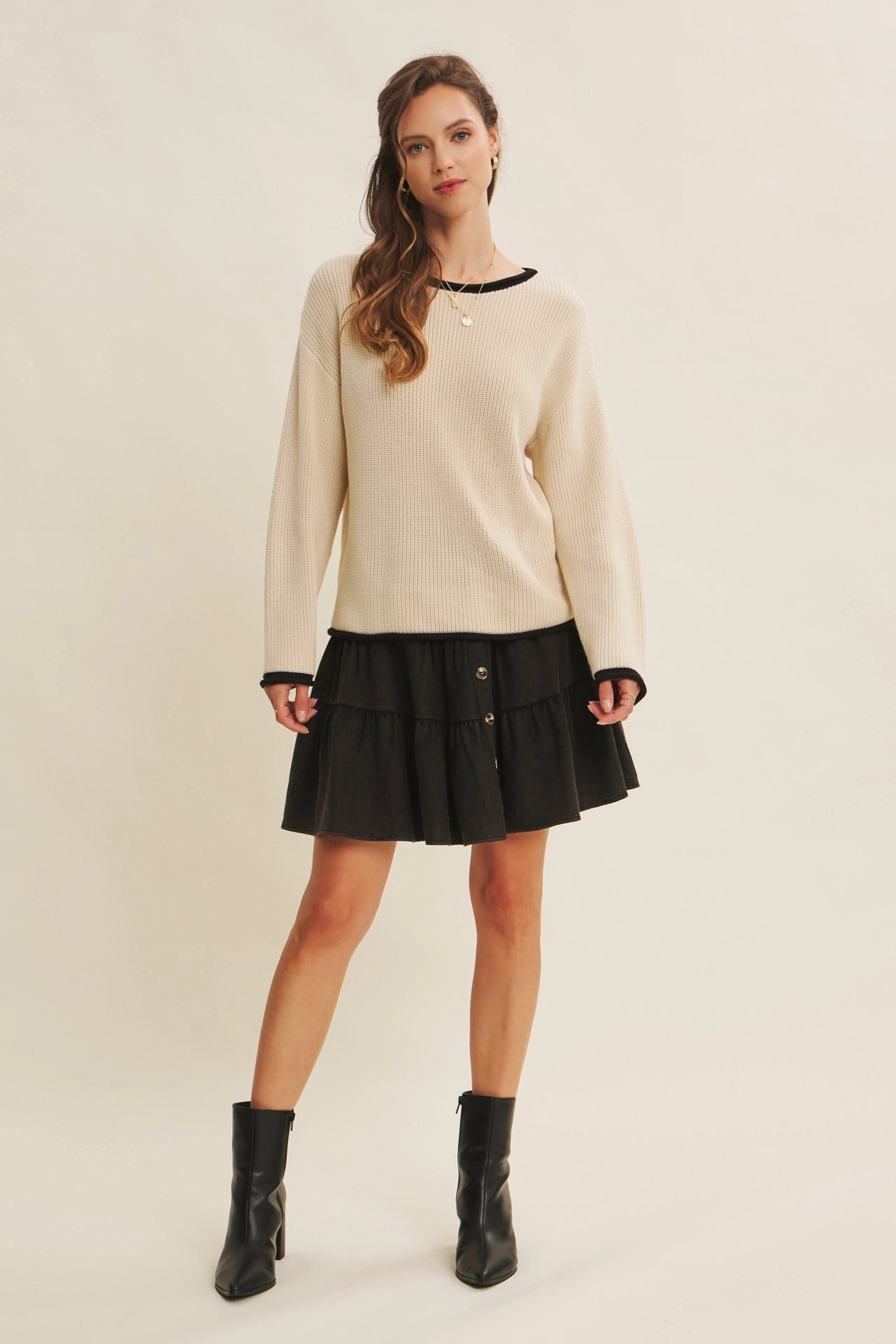 Hanna Rolled Edge Sweater