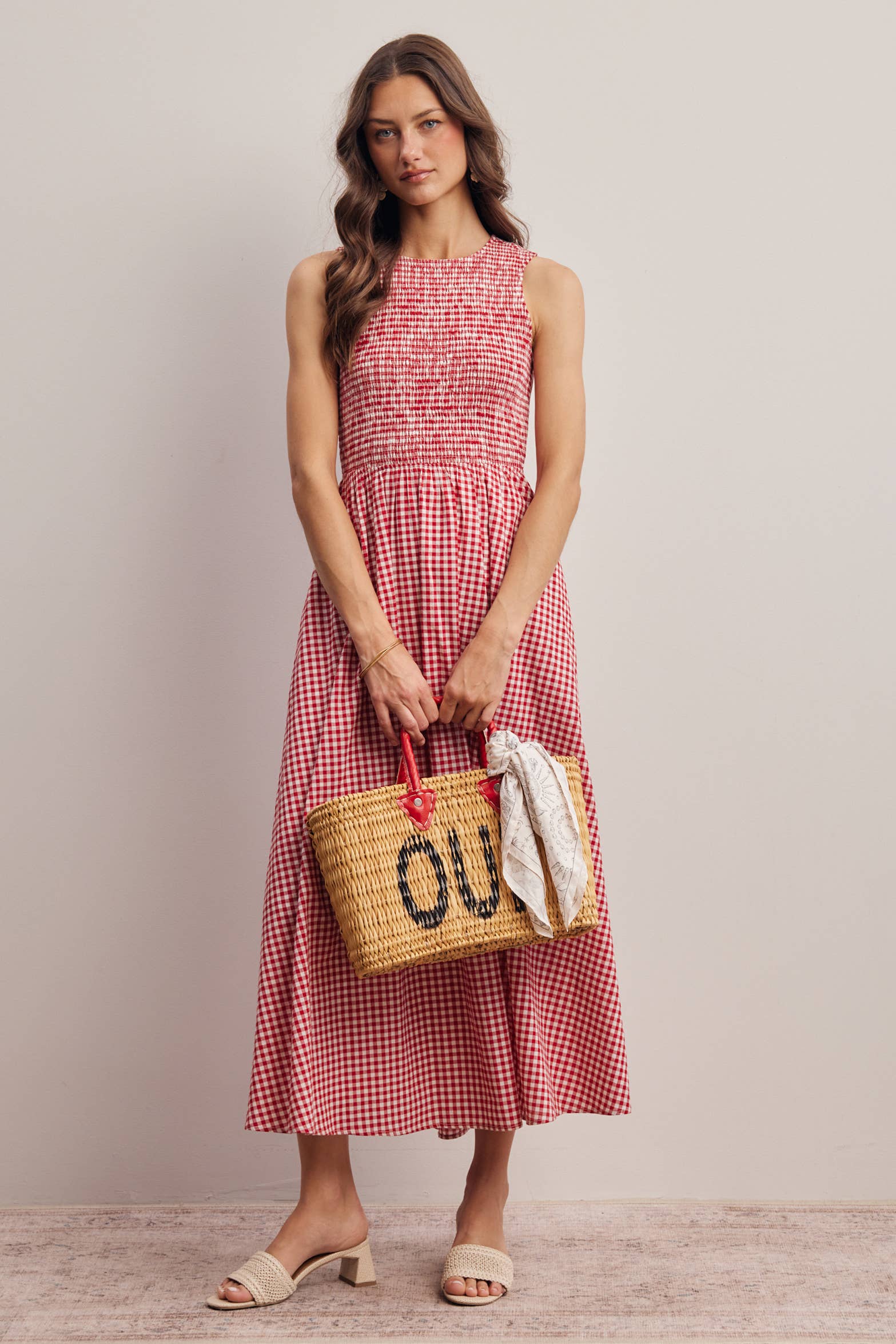 Sienna Open-Back Gingham Maxi Dress
