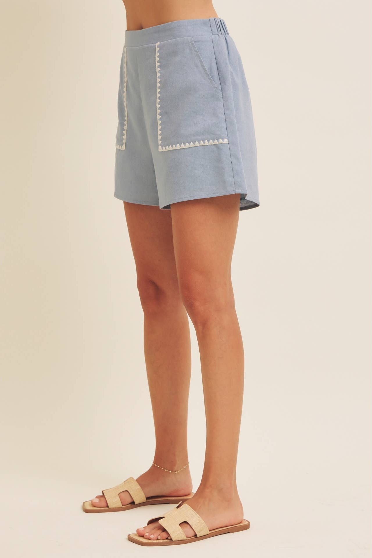 Riley Embroidered Linen Shorts