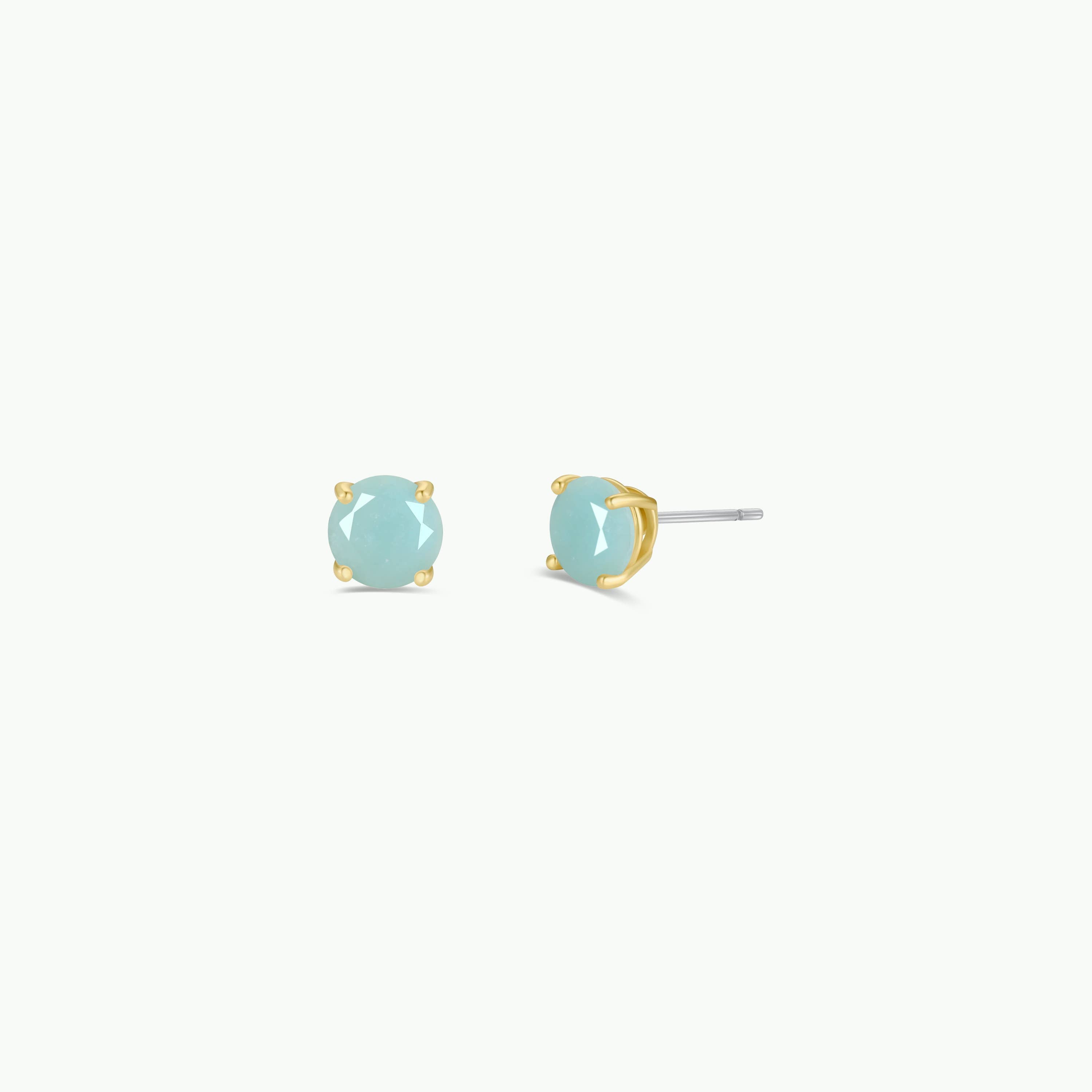 Round Gemstone Gold Earrings