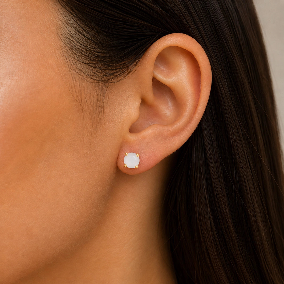 Round Gemstone Gold Earrings