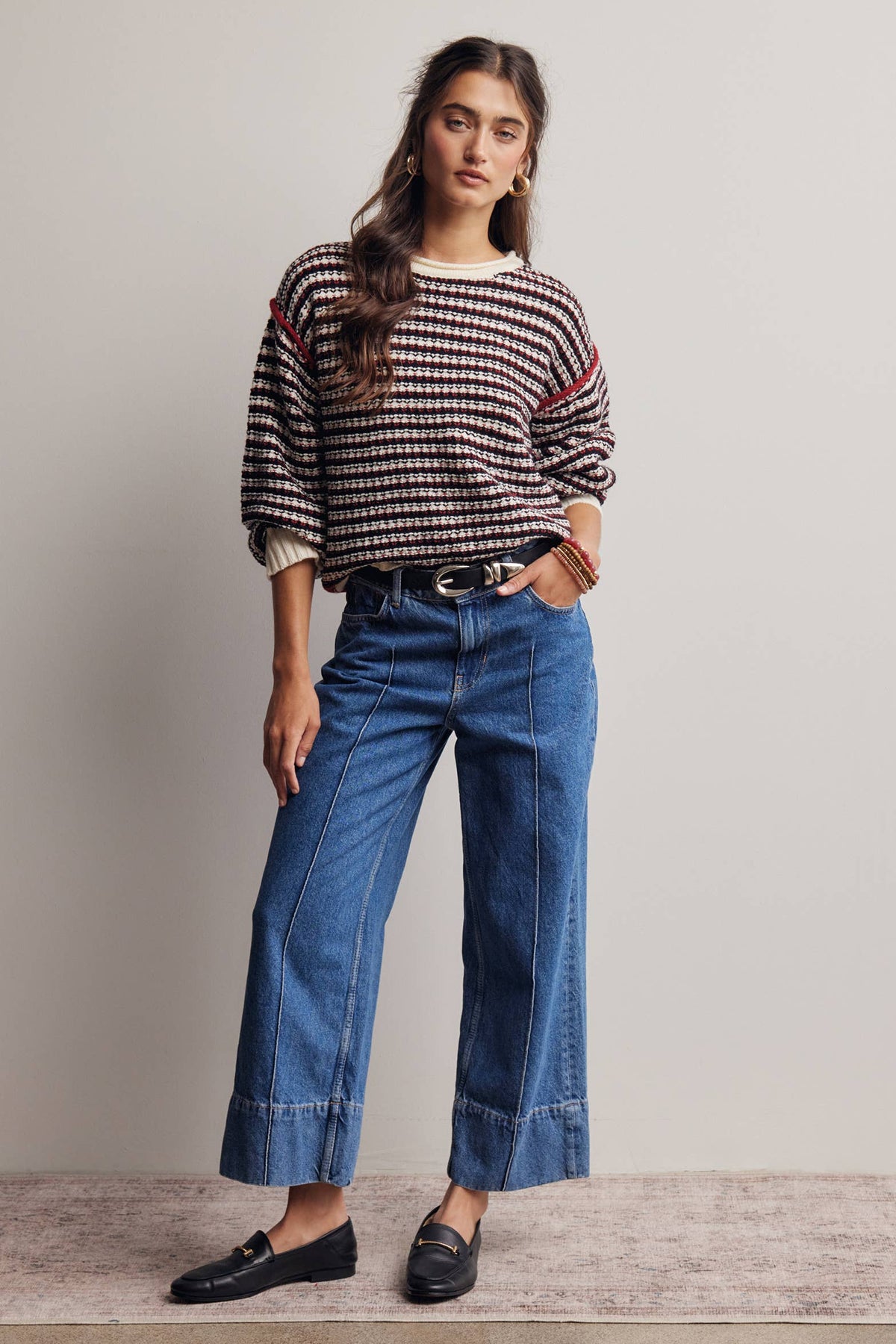 Amelia Striped Textured Sweater