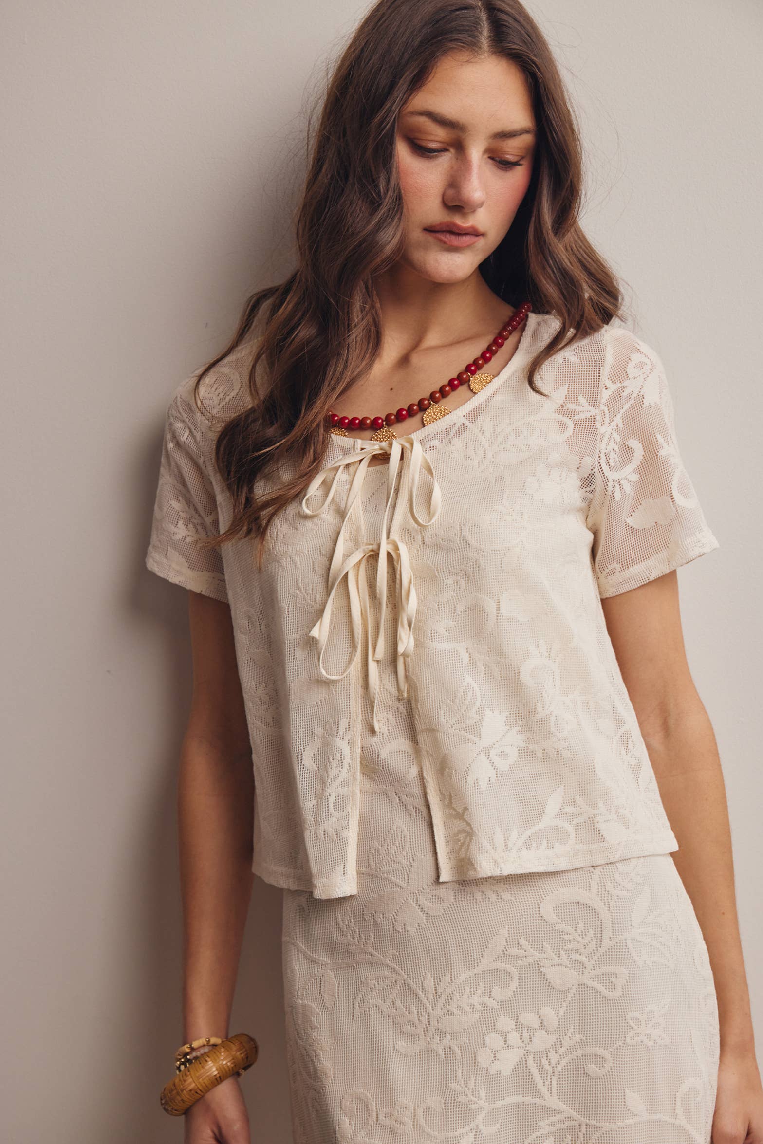 Zara Lace Tie-Front Top