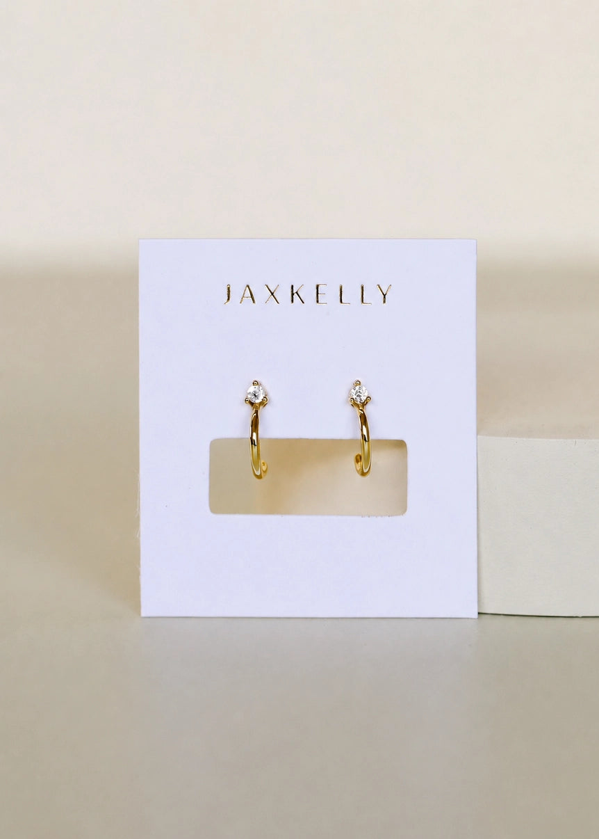 Open CZ Mini Hoop Gold Earrings