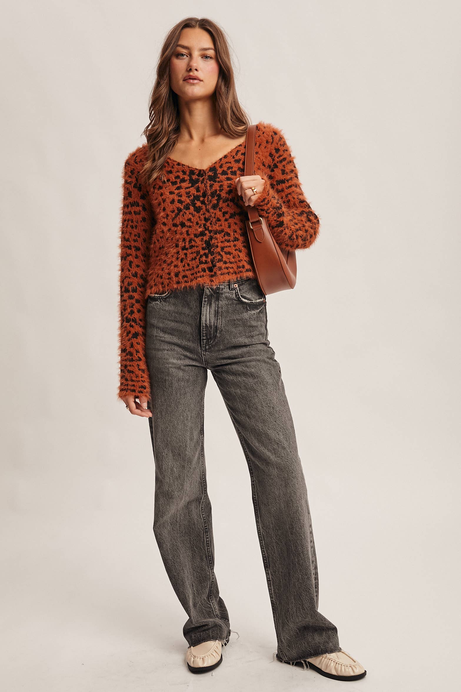 Hanna Fuzzy Leopard Cardigan