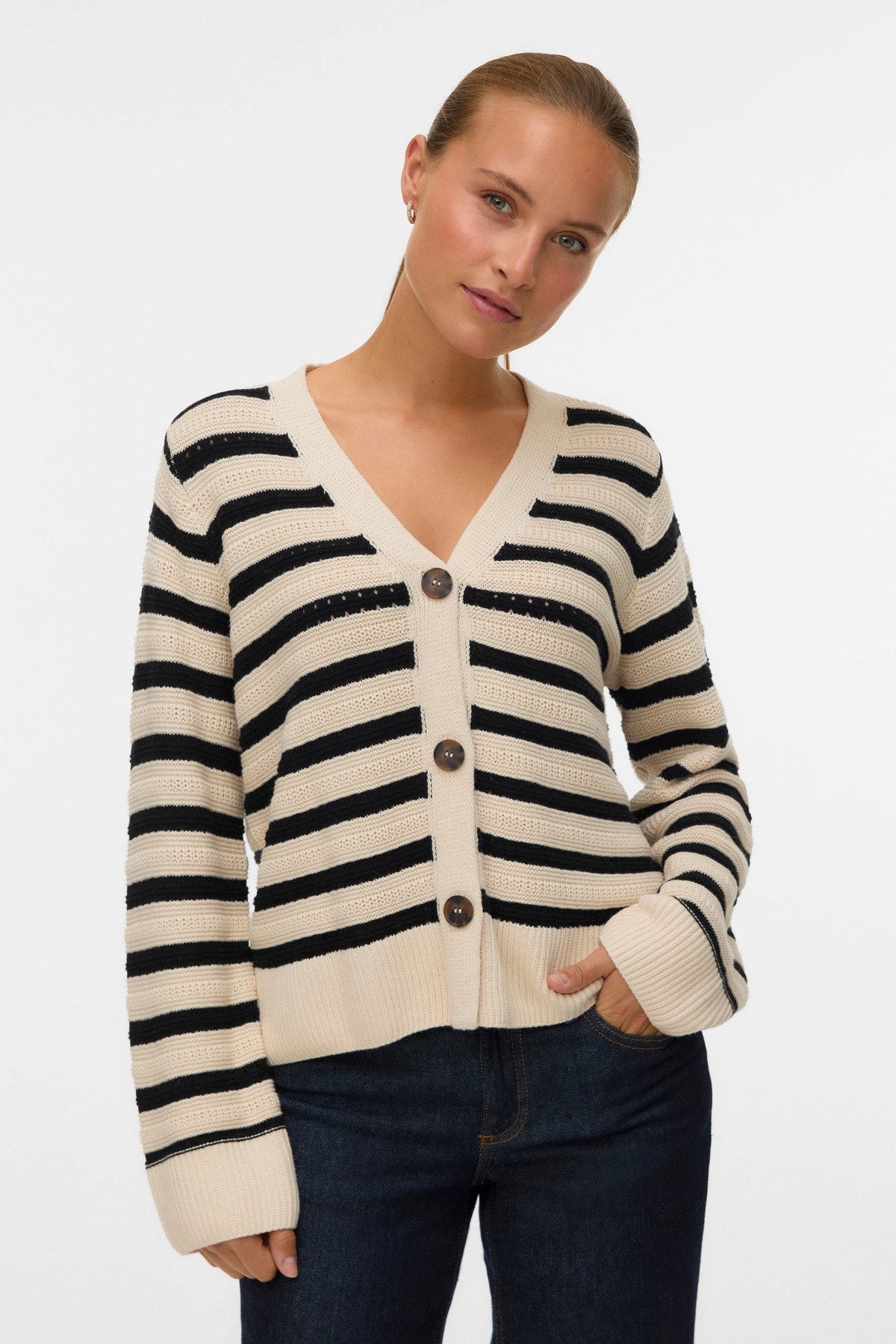 Lia Textured Striped Cardigan