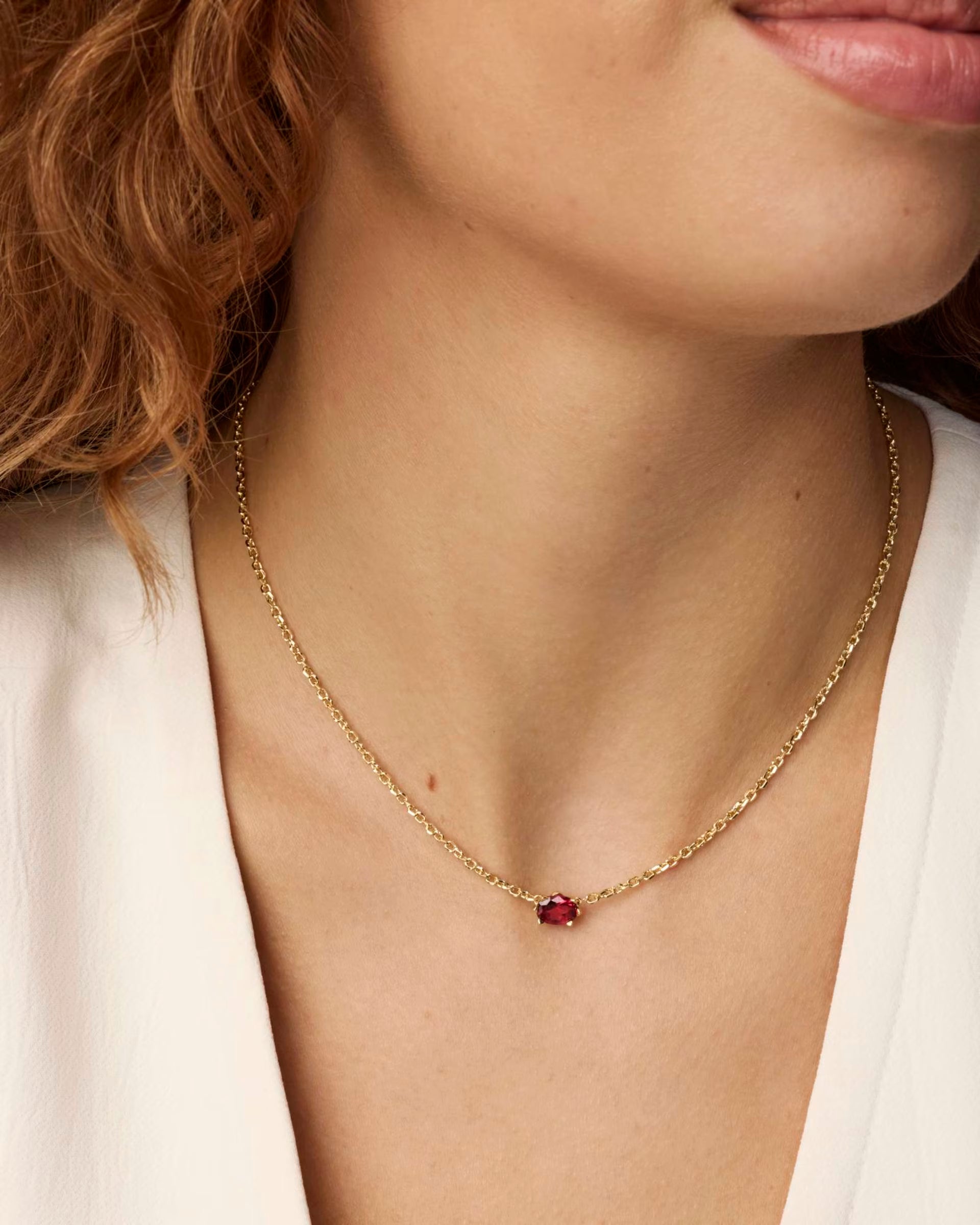Cailin Gold Pendant Necklace - Burgundy Crystal