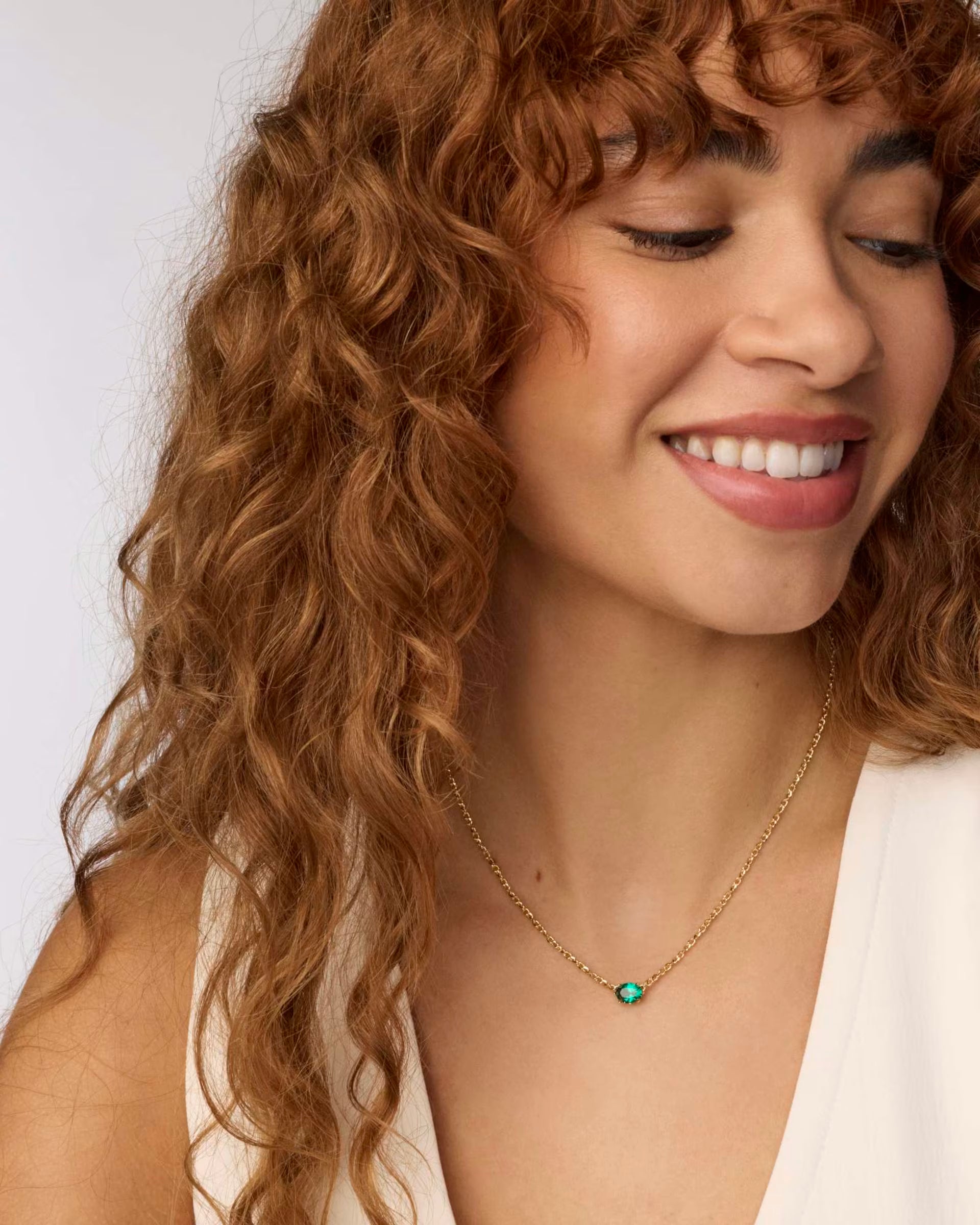 Cailin Gold Pendant Necklace - Green Crystal