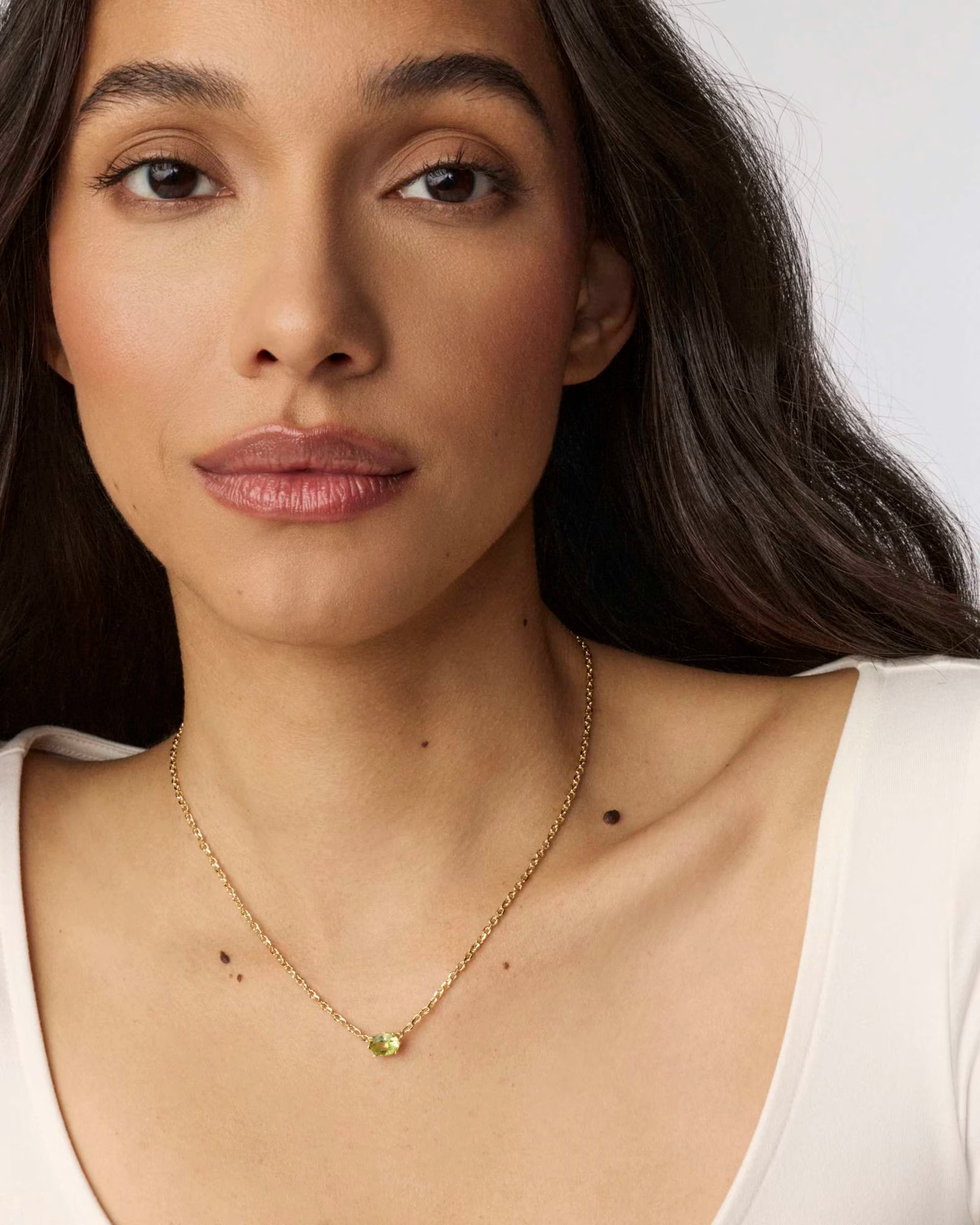Cailin Gold Pendant Necklace - Light Green Crystal