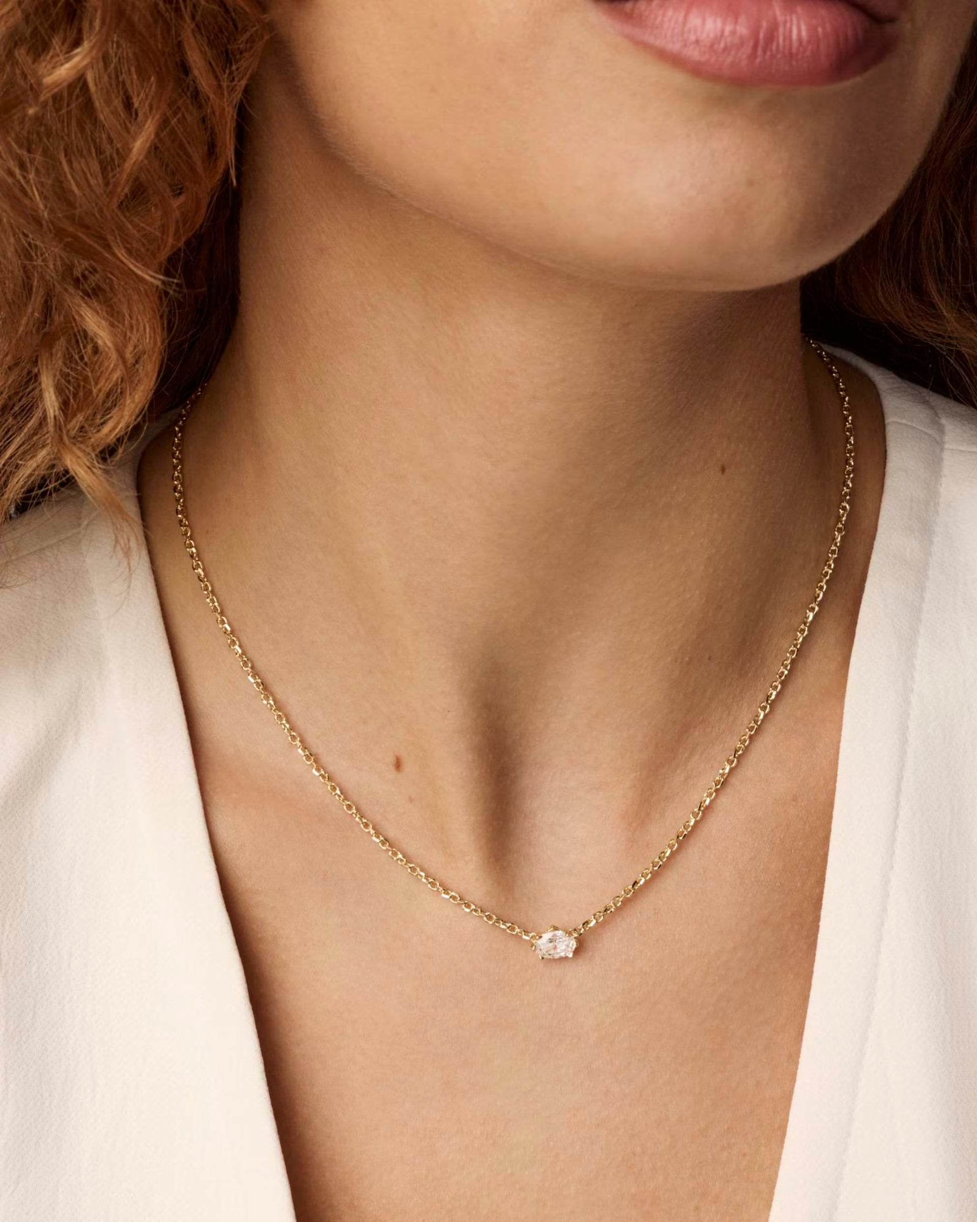 Cailin Gold Pendant Necklace - White CZ