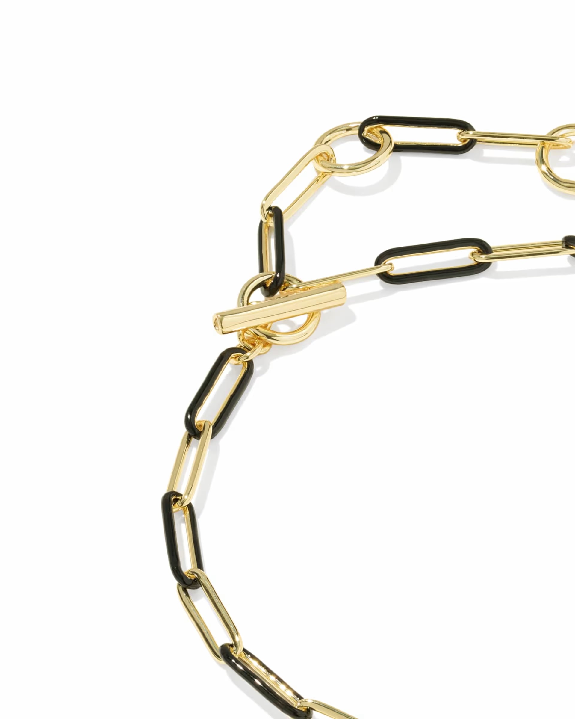Courtney Gold Black Enamel Link & Chain Bracelet