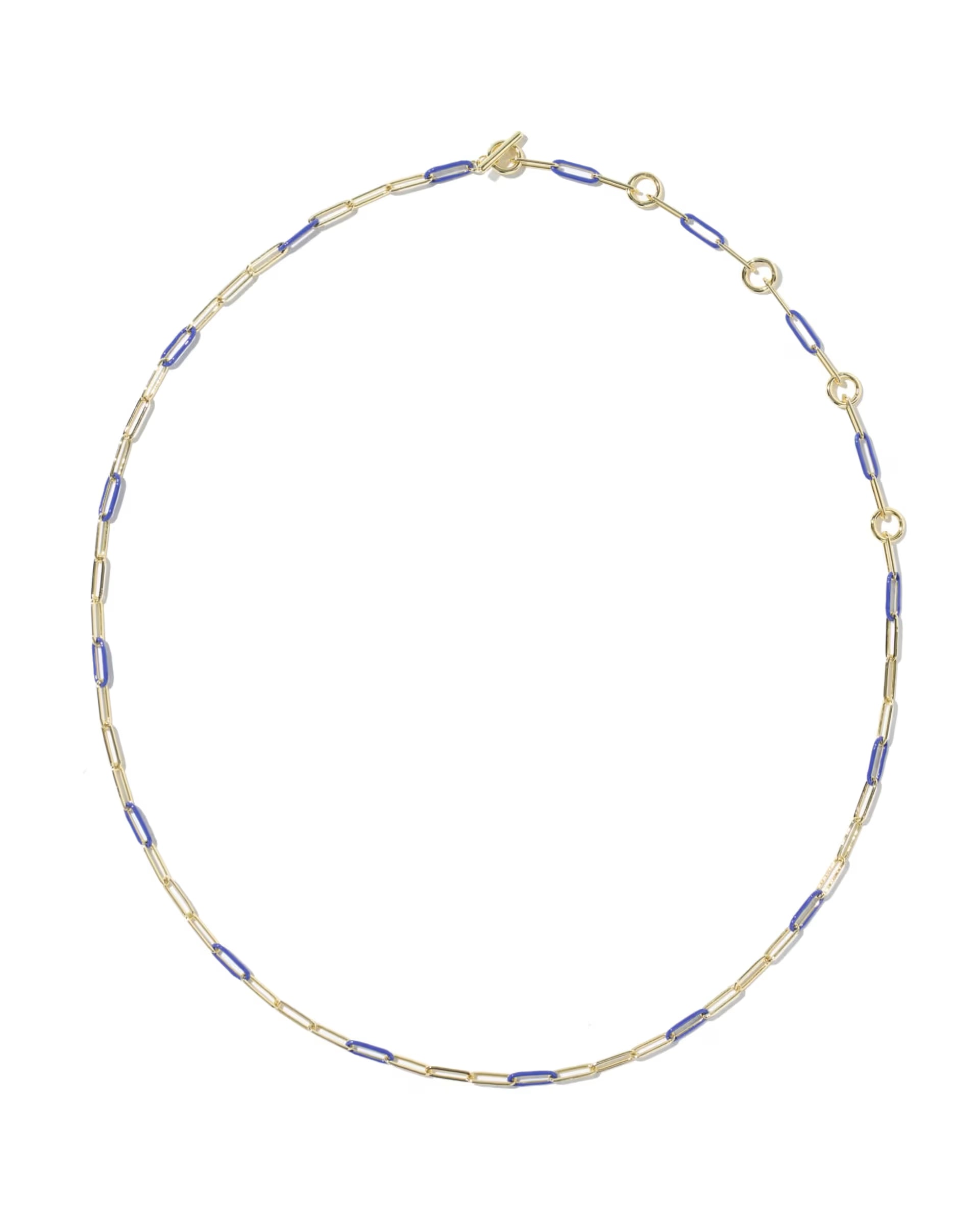 Courtney Gold Blue Enamel Link & Chain Necklace