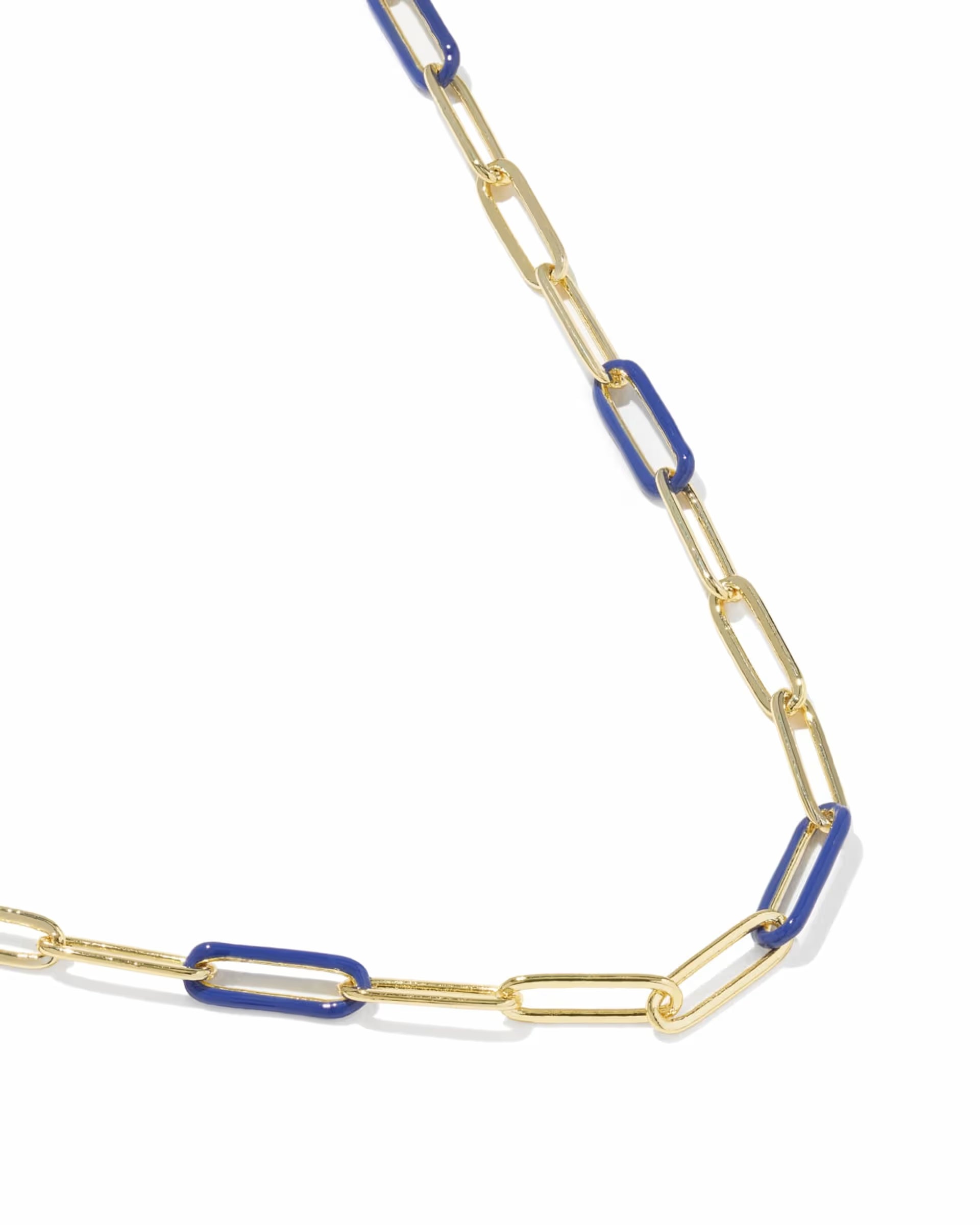 Courtney Gold Blue Enamel Link & Chain Necklace