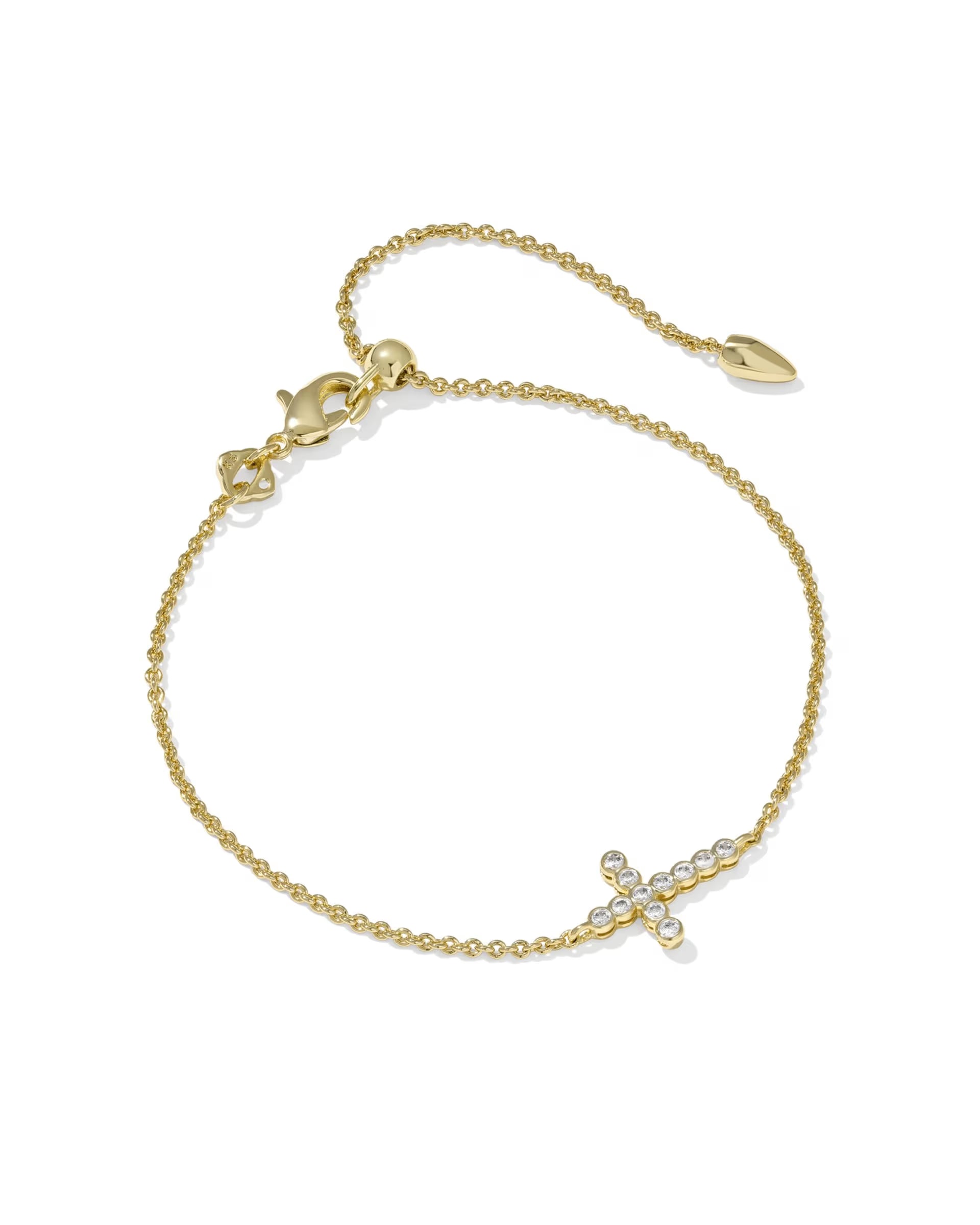 Cross Crystal Delicate Gold Chain Bracelet