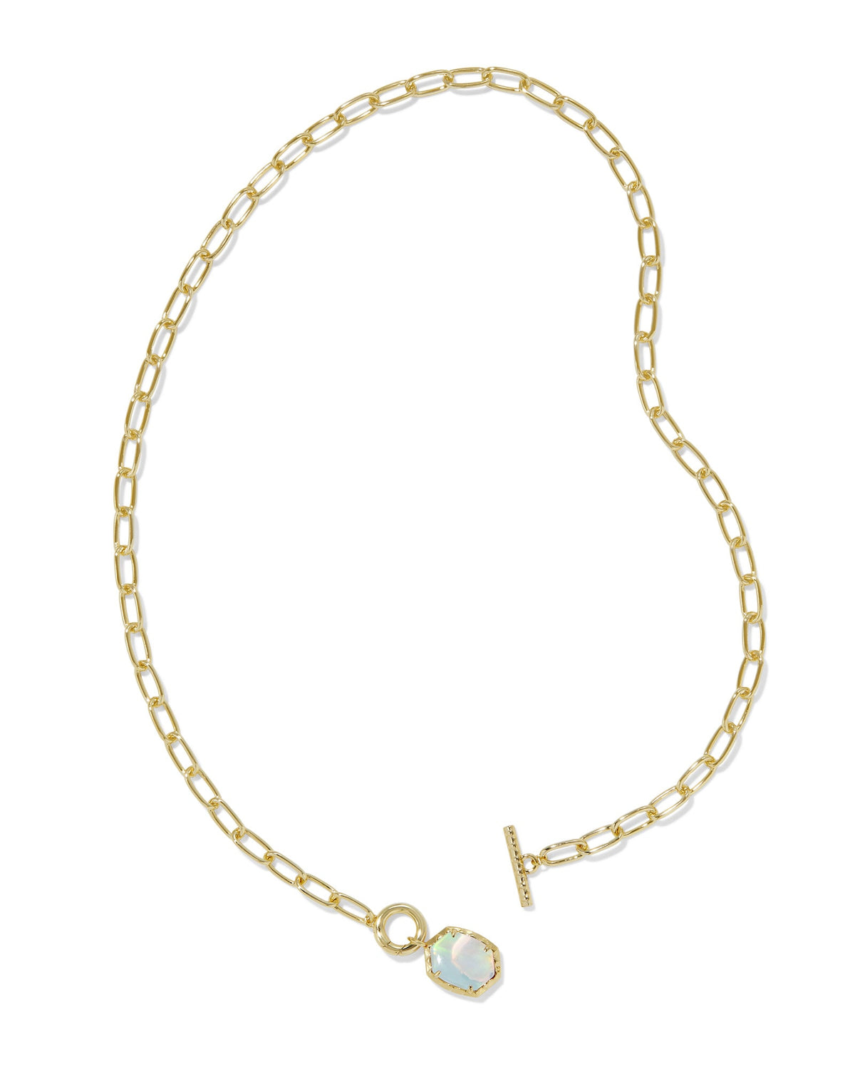 Daphne Convertible Gold Link & Chain Necklace - White Opalescent Resin