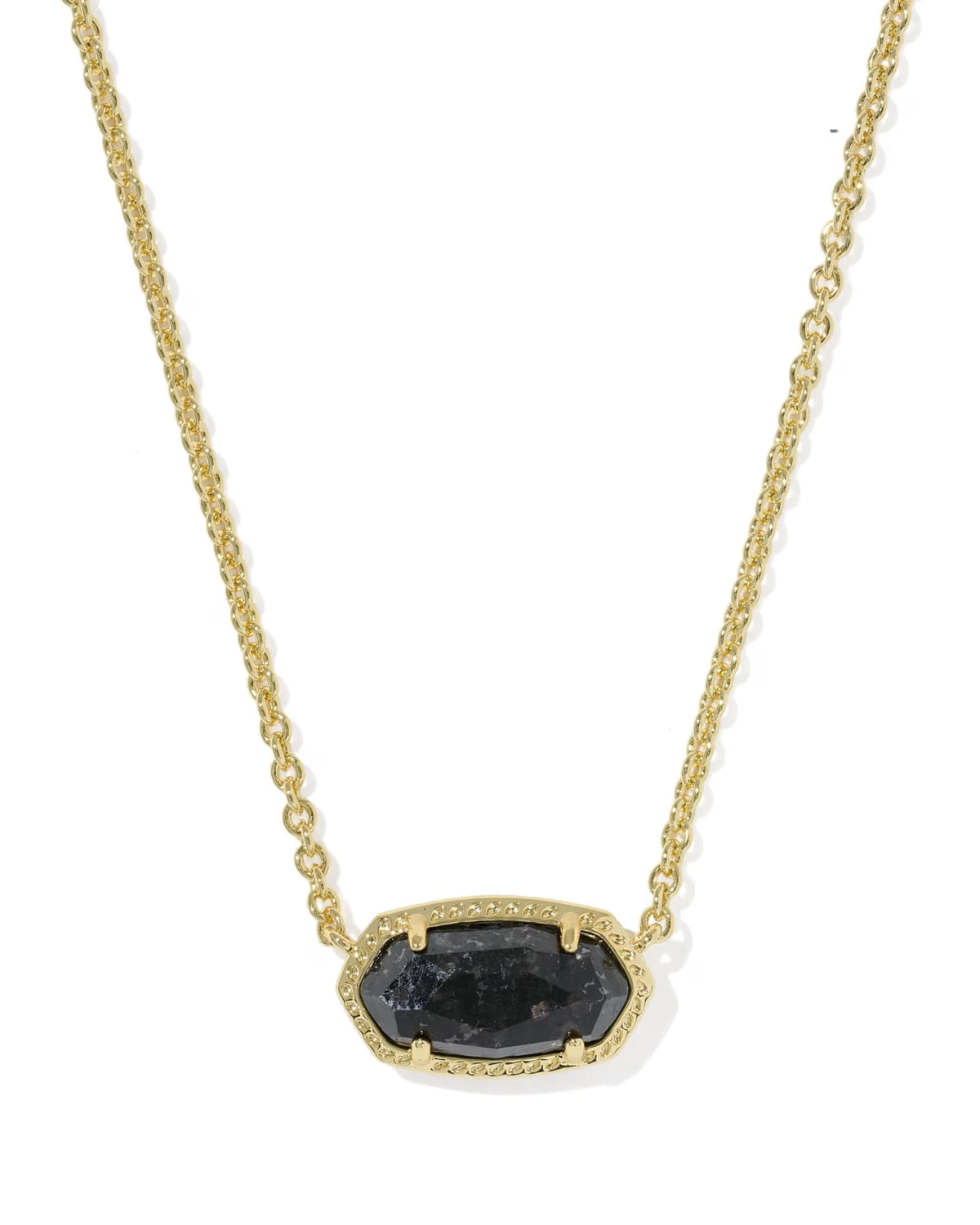 Elisa Boo Gold Short Pendant Necklace - Black Granite