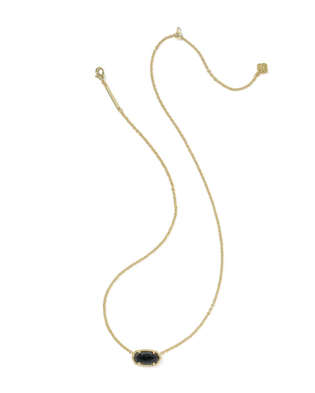 Elisa Boo Gold Short Pendant Necklace - Black Granite