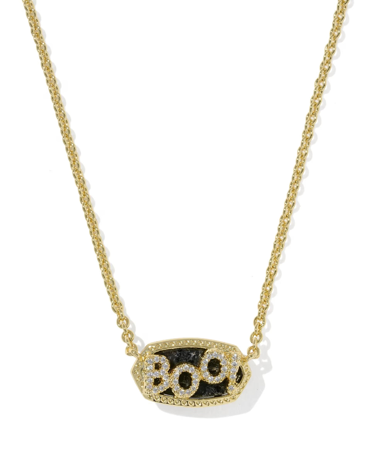 Elisa Boo Gold Short Pendant Necklace - Black Granite