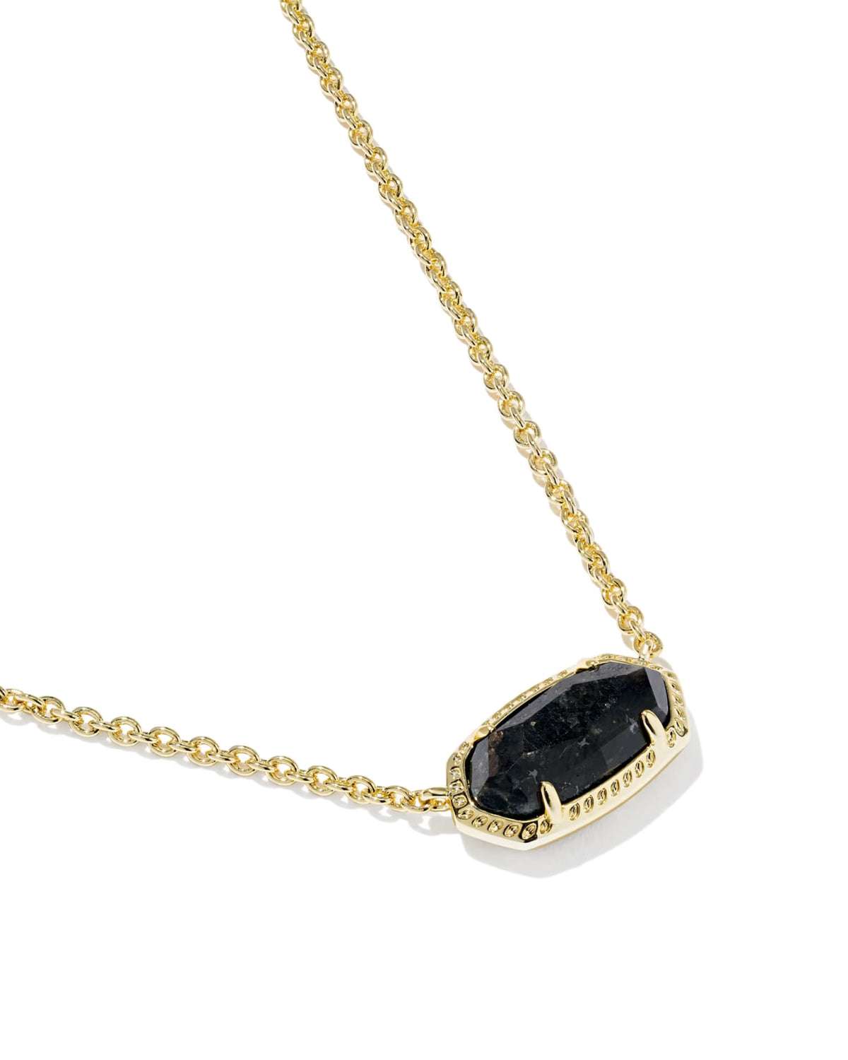 Elisa Boo Gold Short Pendant Necklace - Black Granite