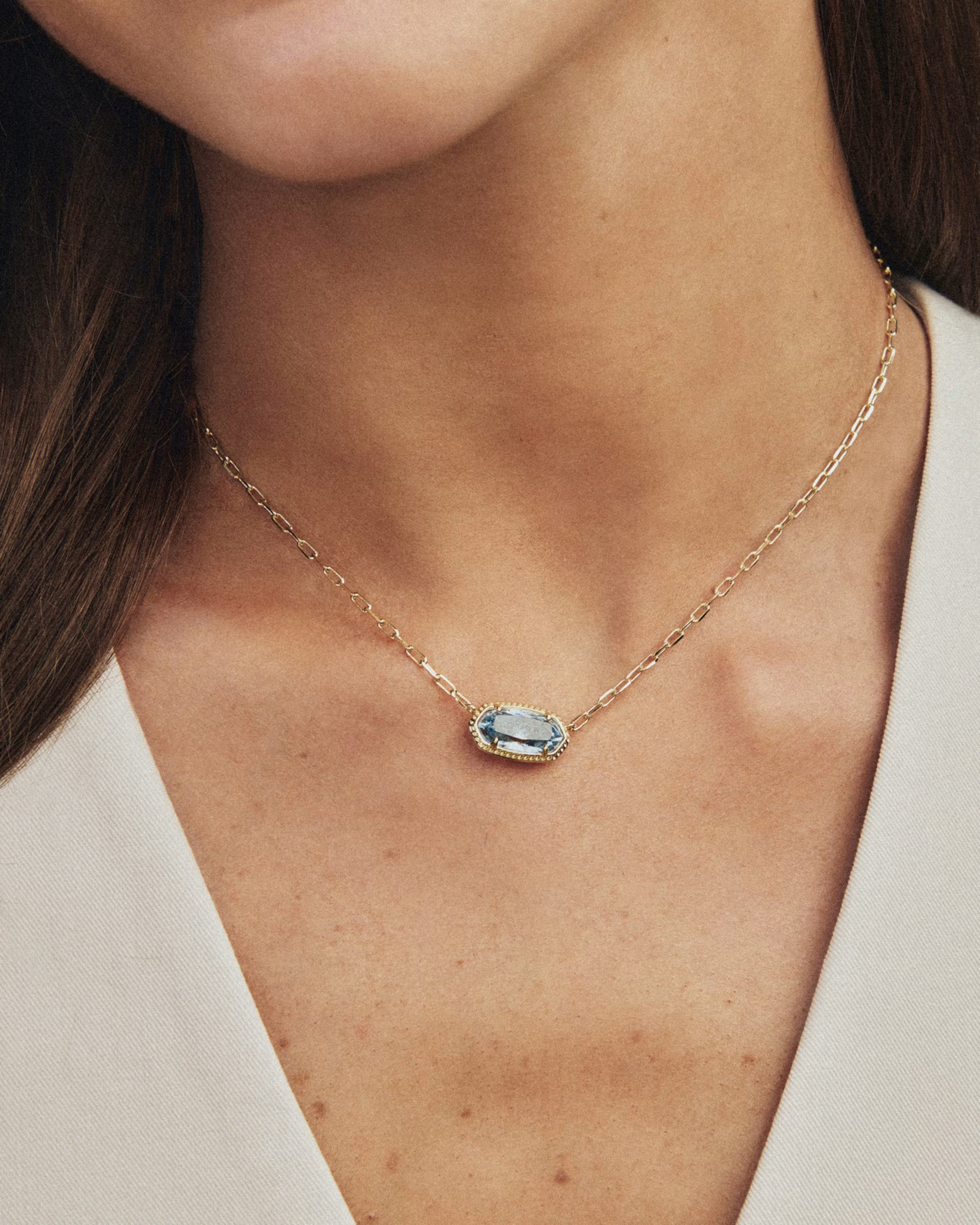 Elisa Luxe Gold Short Pendant Necklace - Blue CZ