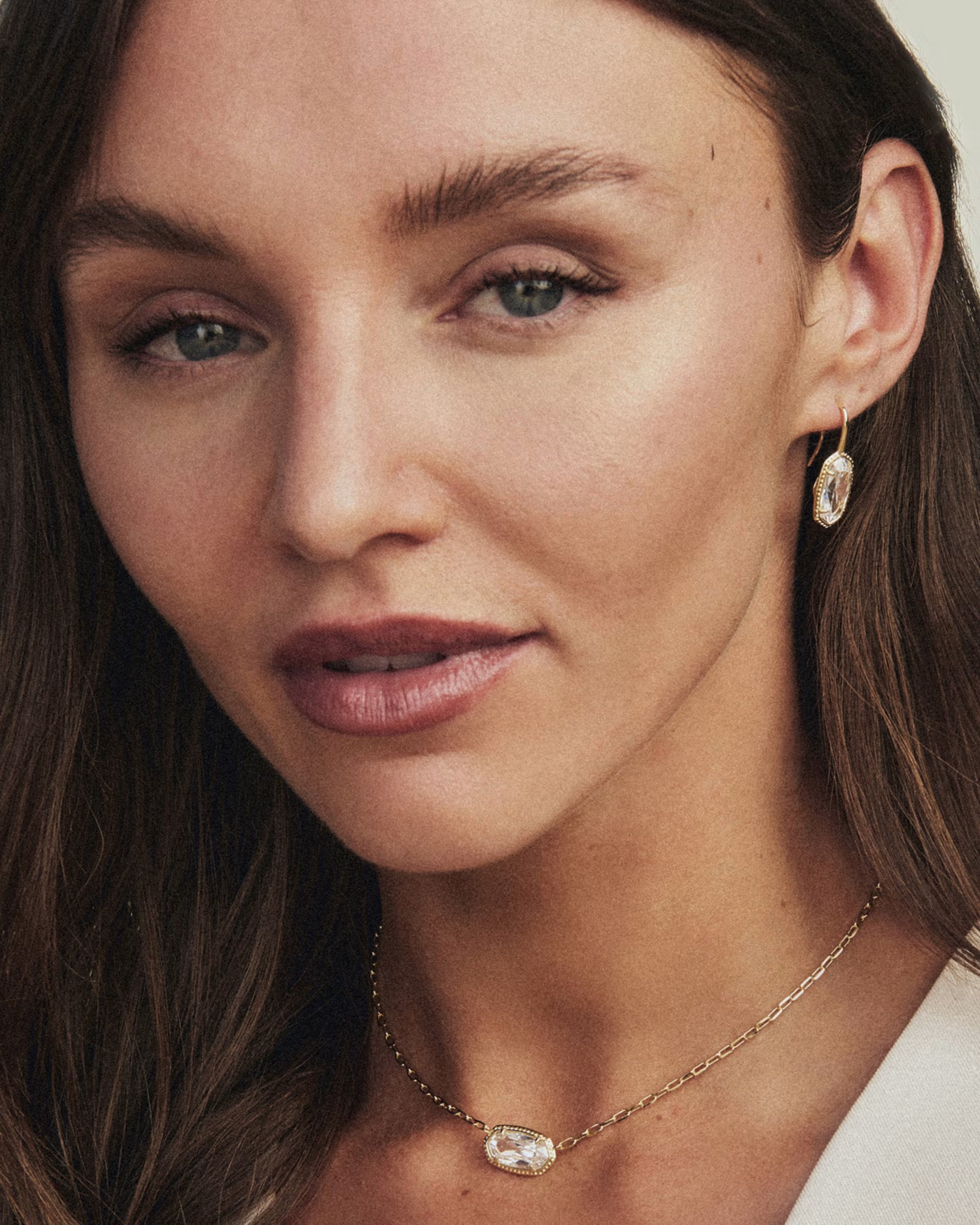 Elisa Luxe Gold Short Pendant Necklace - White CZ