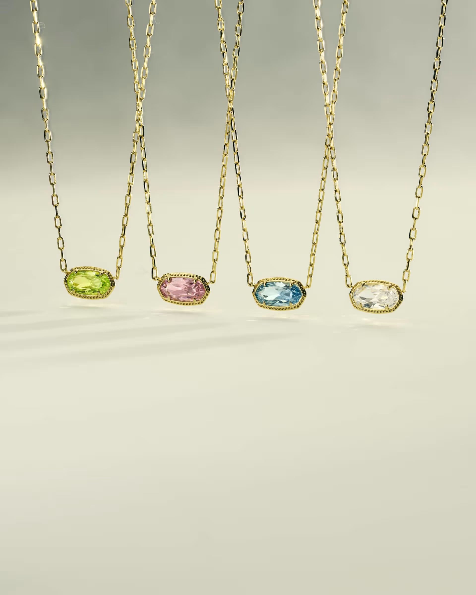 Elisa Luxe Gold Short Pendant Necklace - Blue CZ