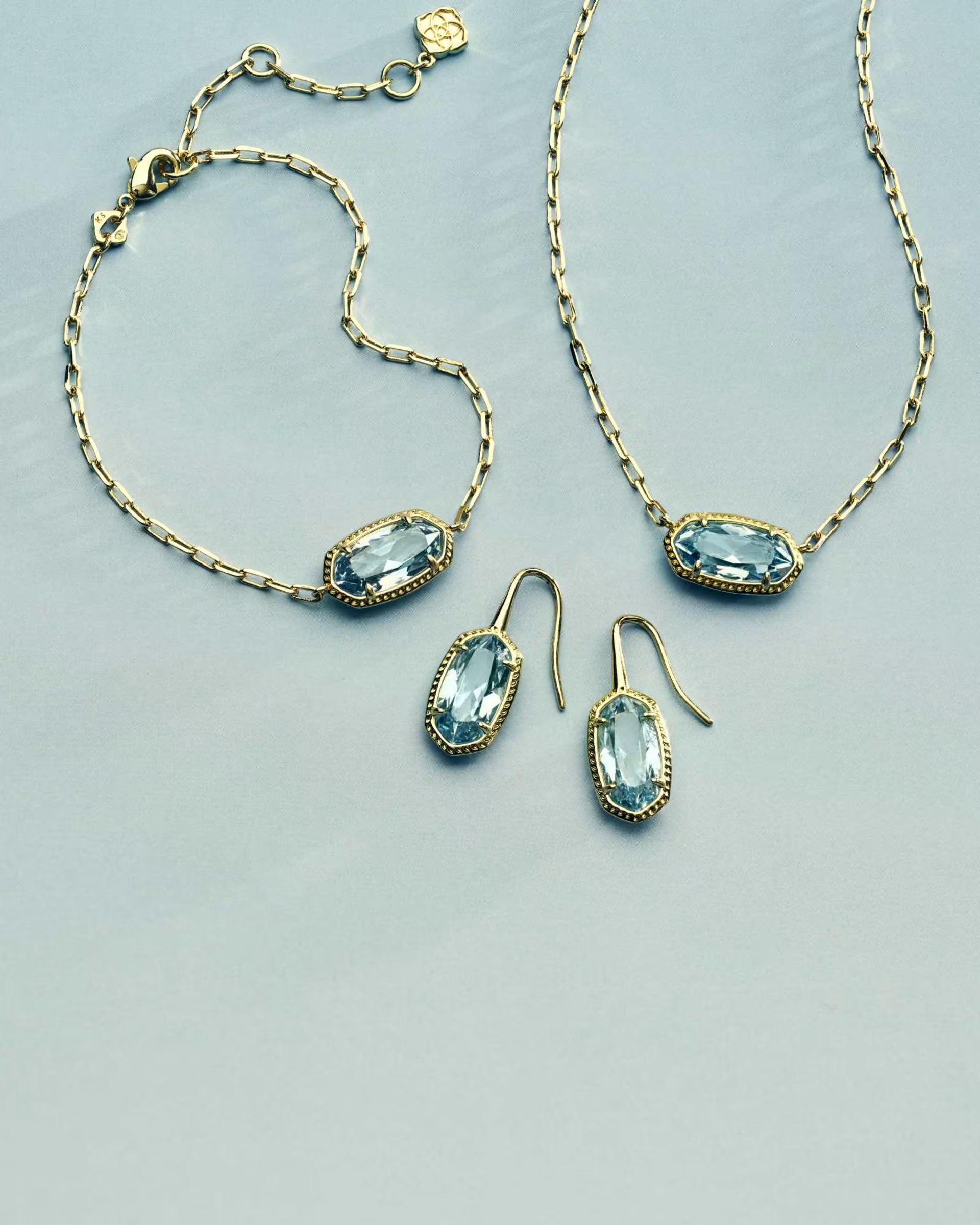 Lee Luxe Gold Drop Earrings - Blue CZ