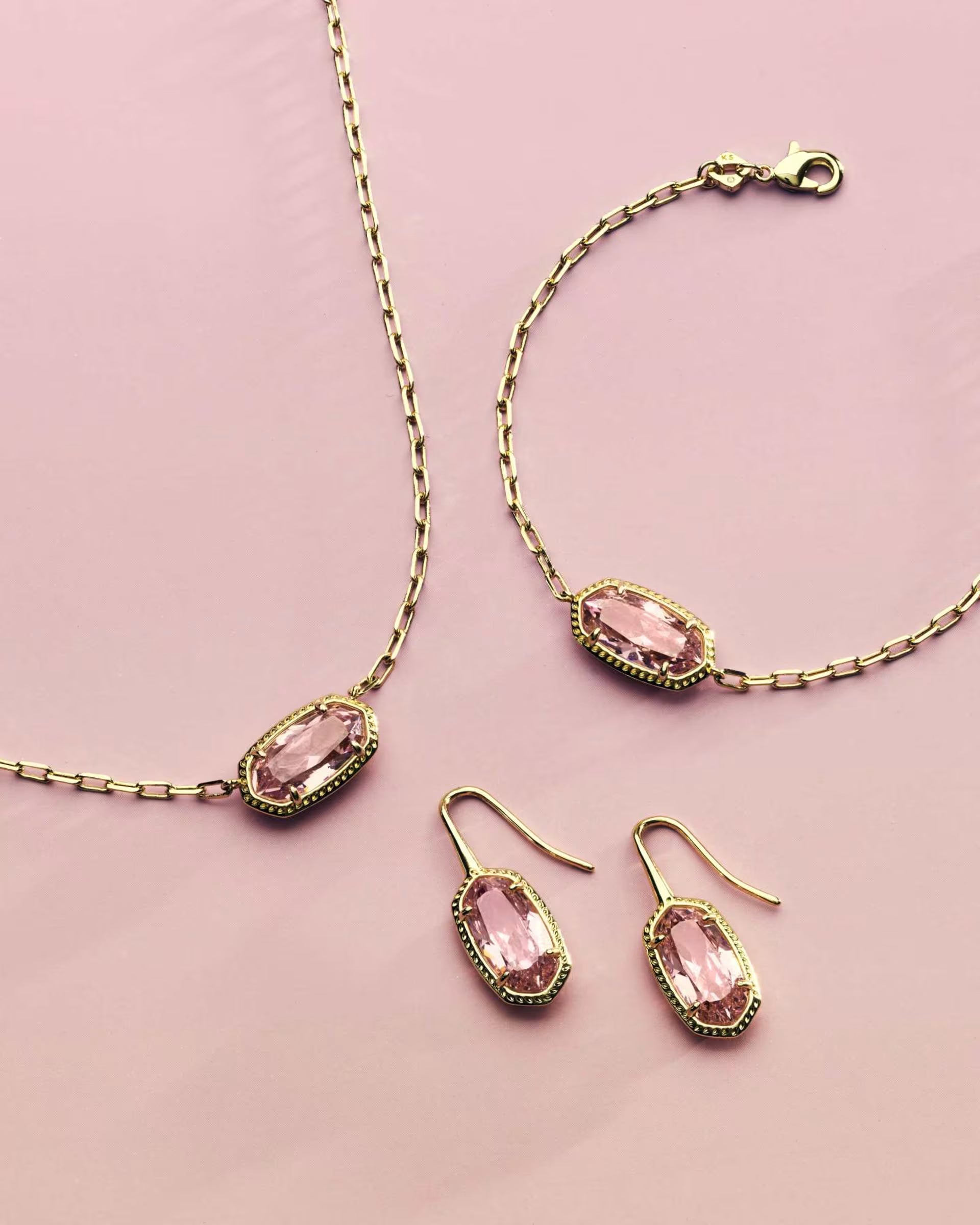 Elaina Luxe Gold Chain Bracelet - Pink CZ