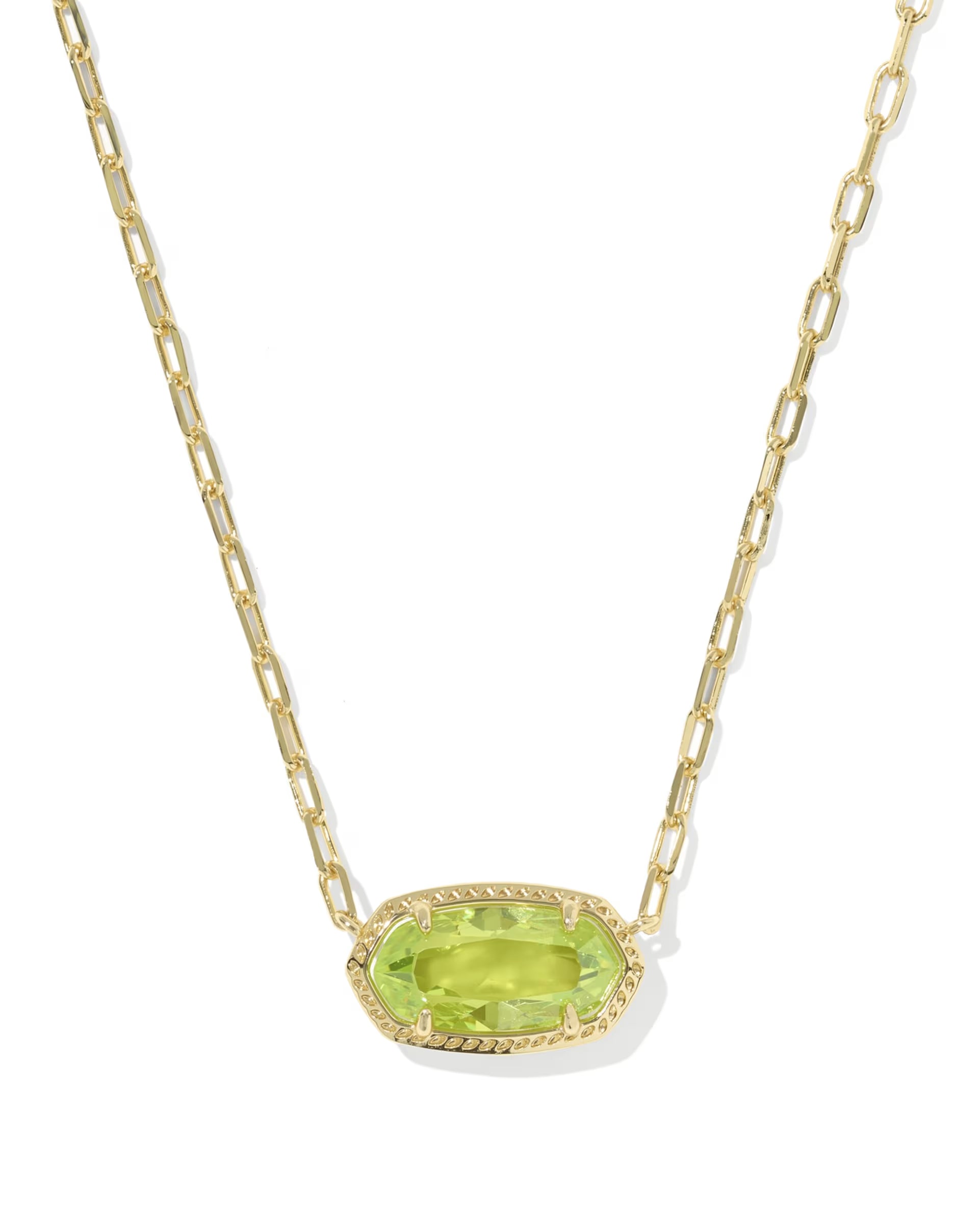Elisa Luxe Gold Short Pendant Necklace - Green CZ