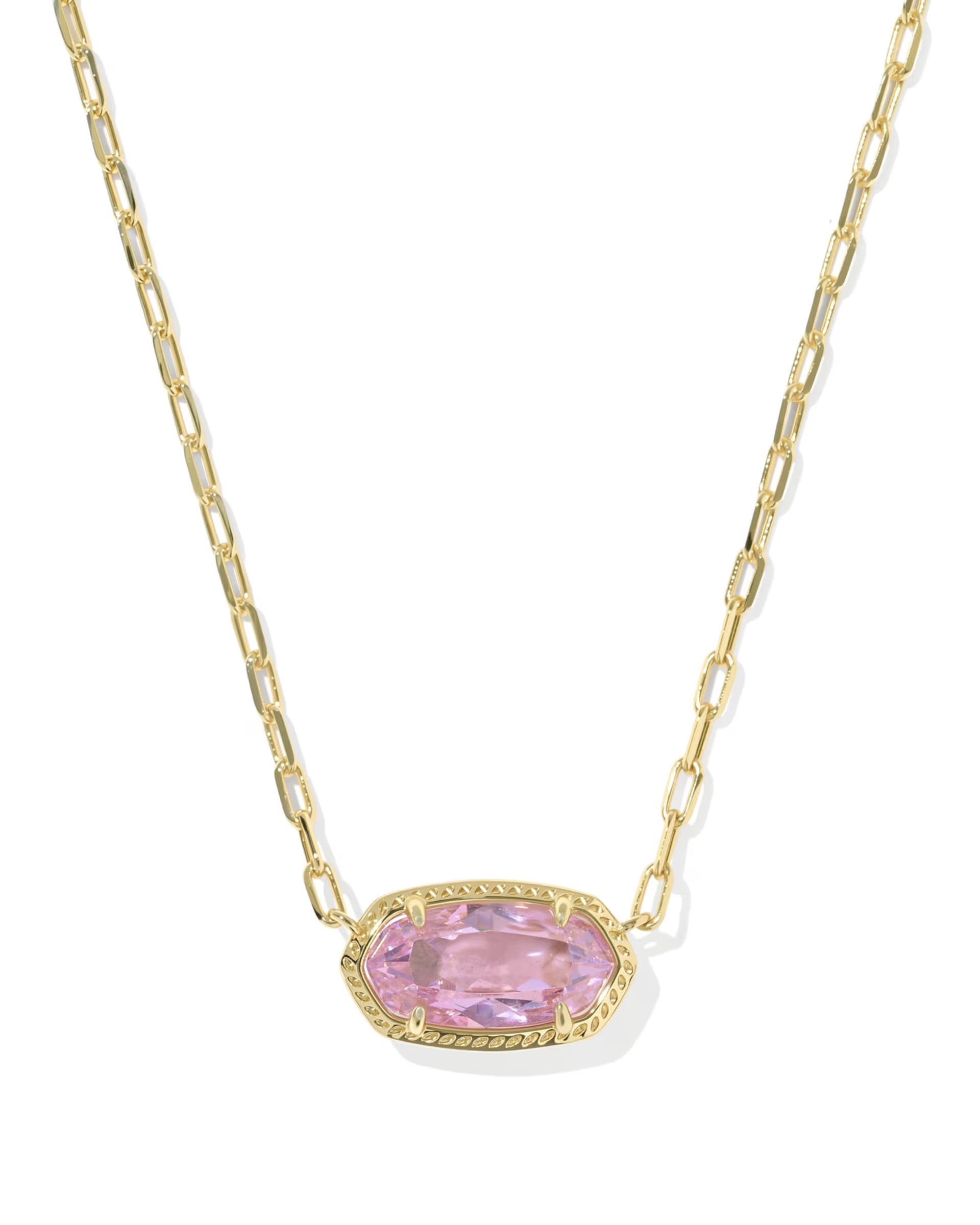 Elisa Luxe Gold Short Pendant Necklace - Pink CZ