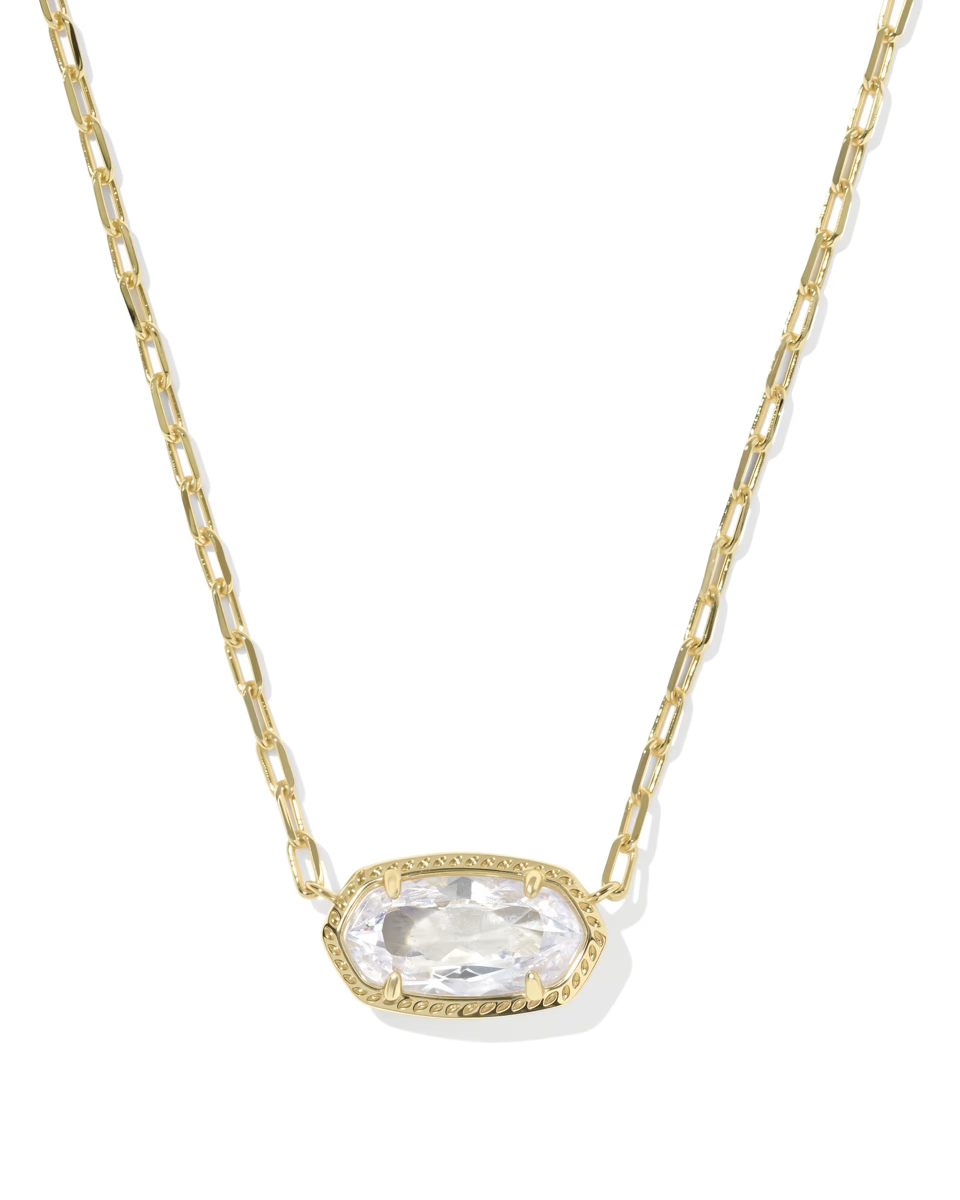 Elisa Luxe Gold Short Pendant Necklace - White CZ