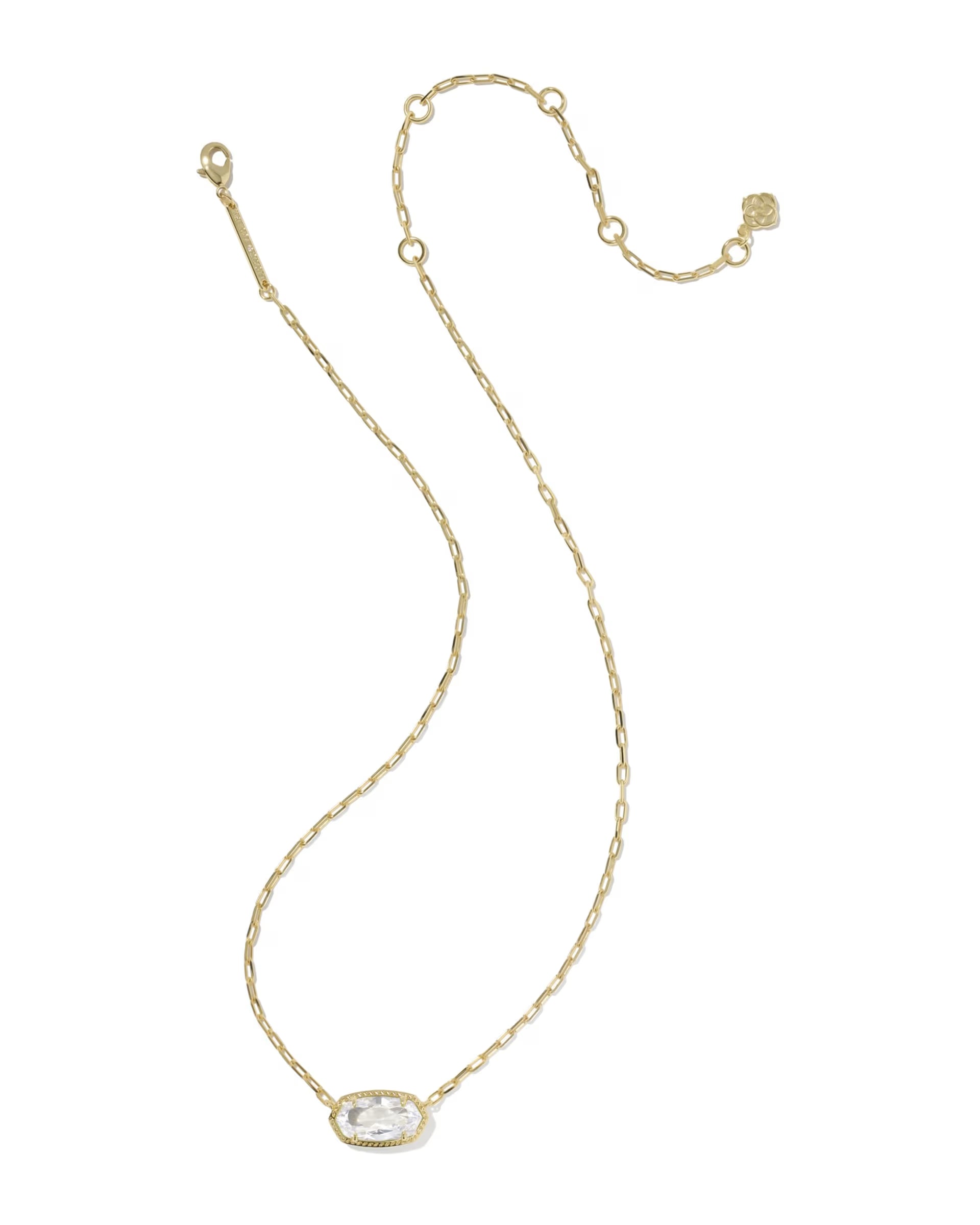 Elisa Luxe Gold Short Pendant Necklace - White CZ