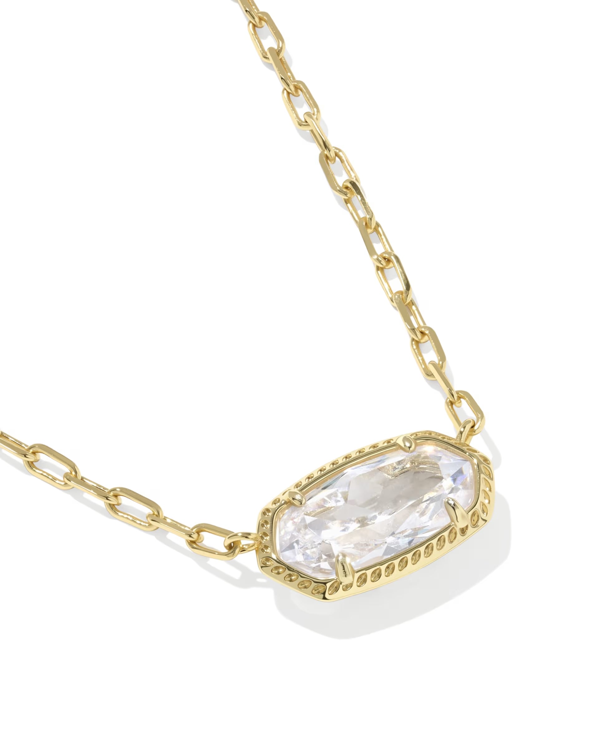 Elisa Luxe Gold Short Pendant Necklace - White CZ