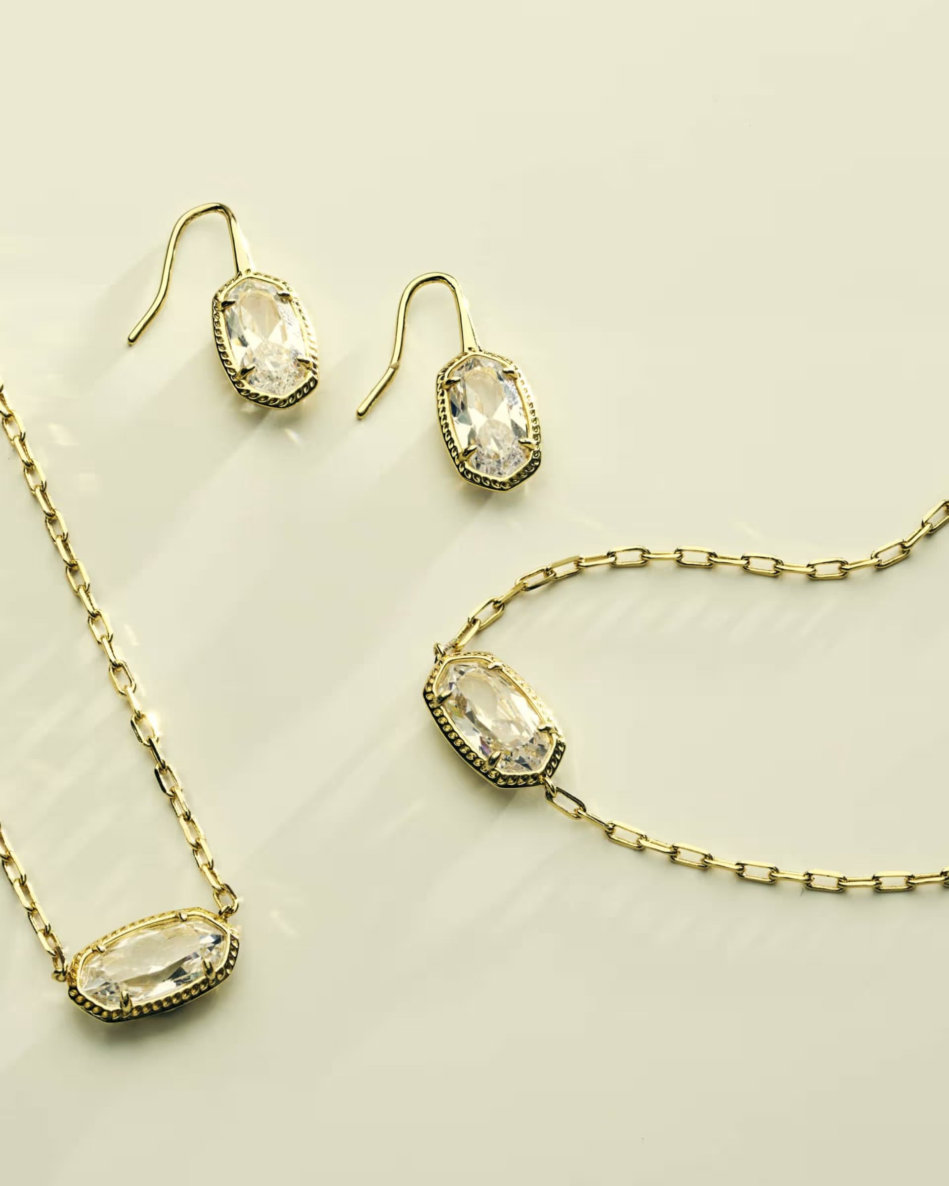 Elisa Luxe Gold Short Pendant Necklace - White CZ