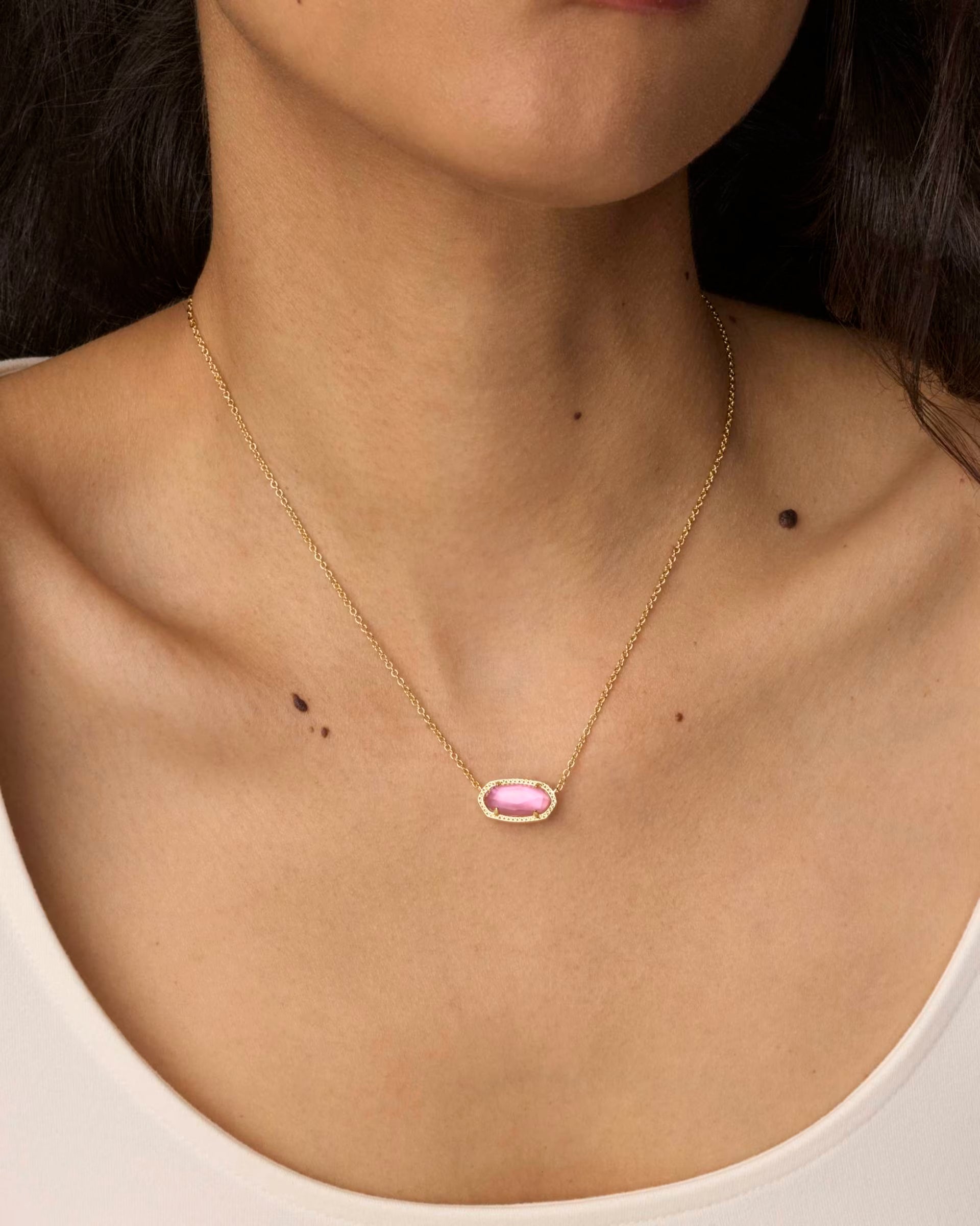 Elisa Gold Short Pendant Necklace - Gold Azalea Illusion