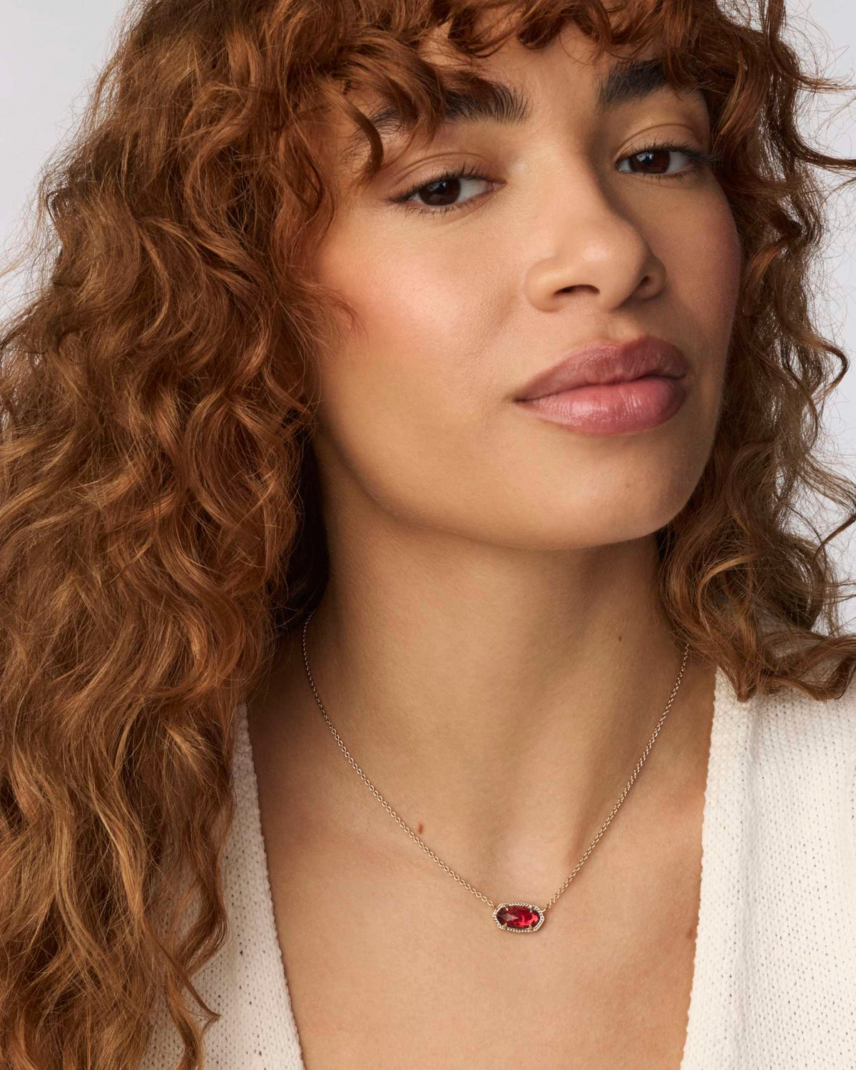 Elisa Gold Short Pendant Necklace - Berry Glass