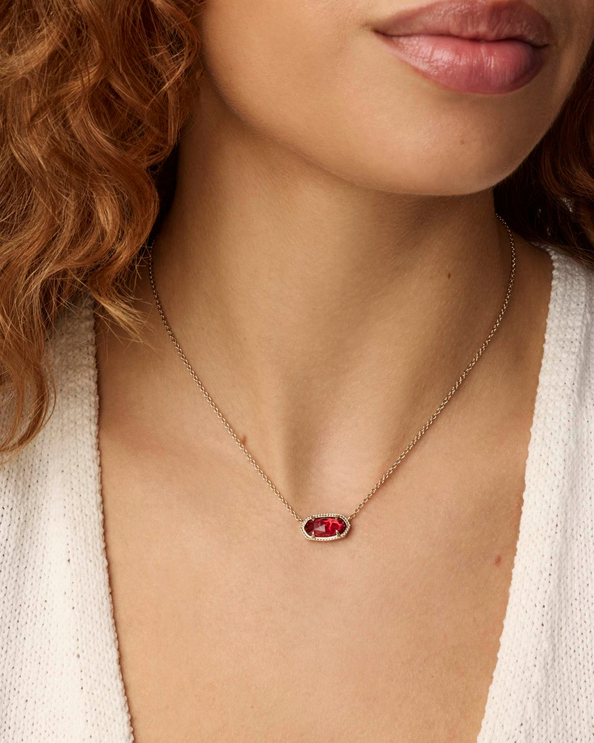 Elisa Gold Short Pendant Necklace - Berry Glass